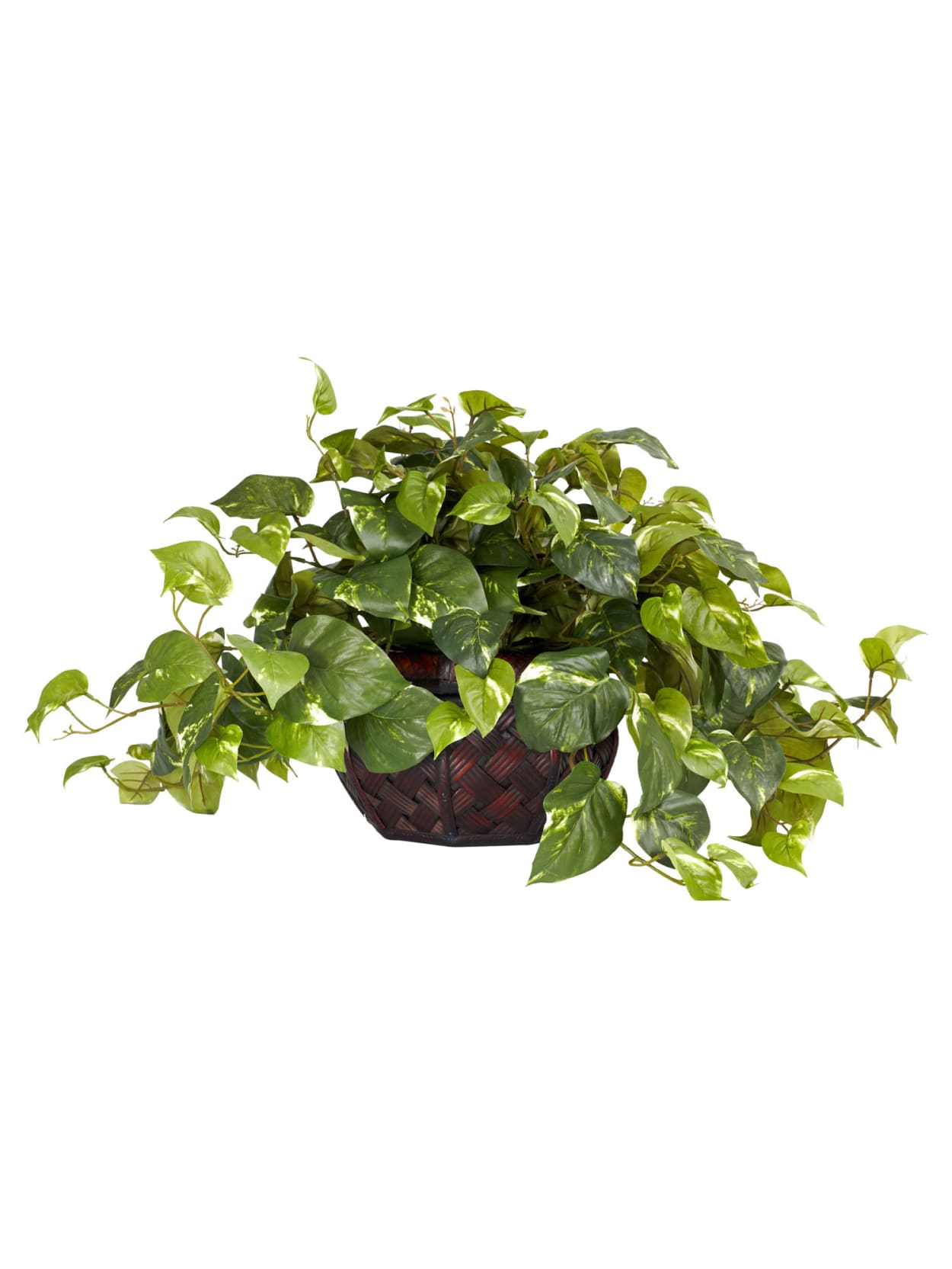 Nearly Natural 15 H Silk Pathos Plant With Decorative Vase