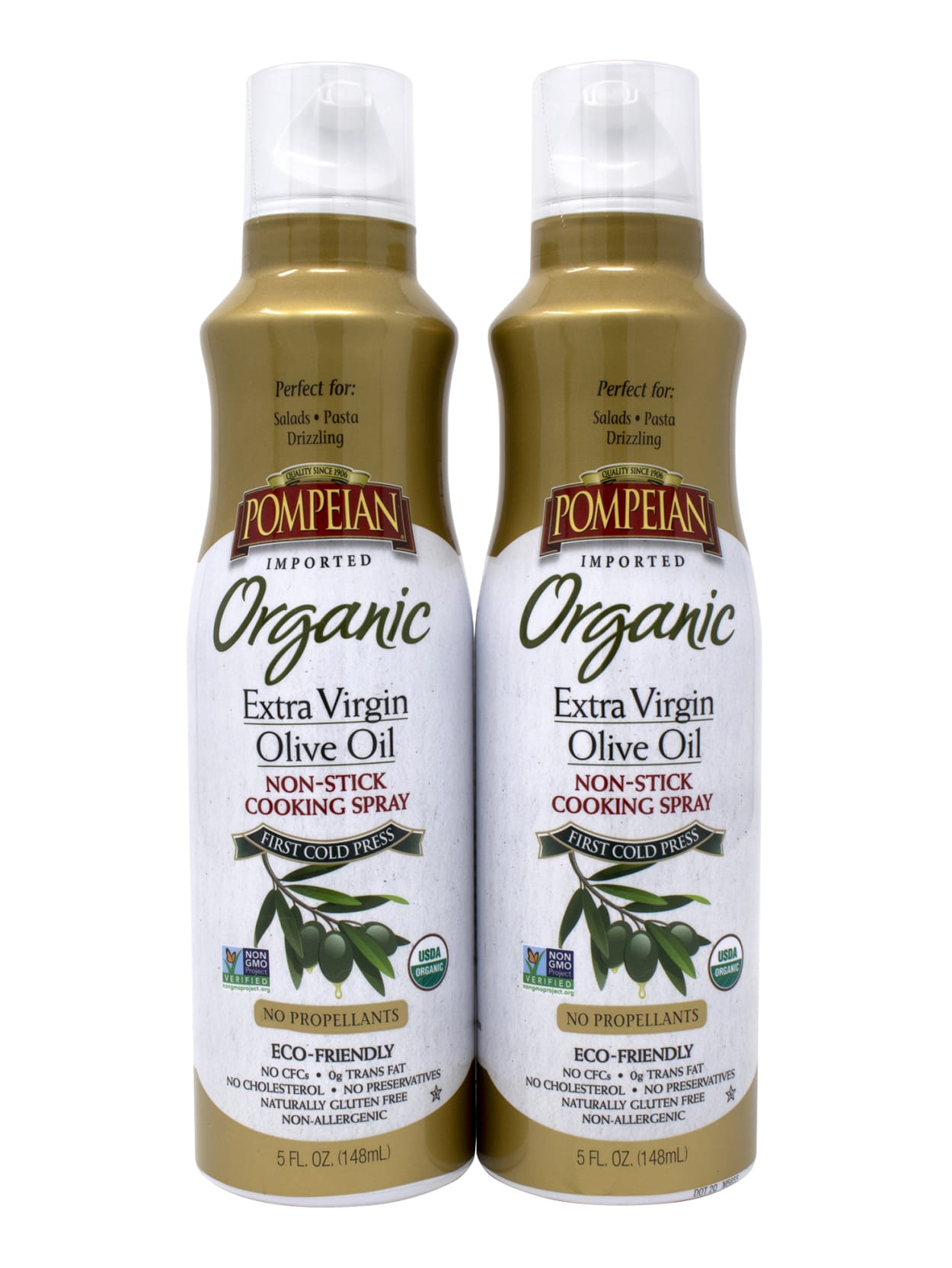 Pompeian Organic Extra Virgin Olive Oil Non Stick Cooking Spray 5 Oz Pack Of 2 Bottles Office Depot