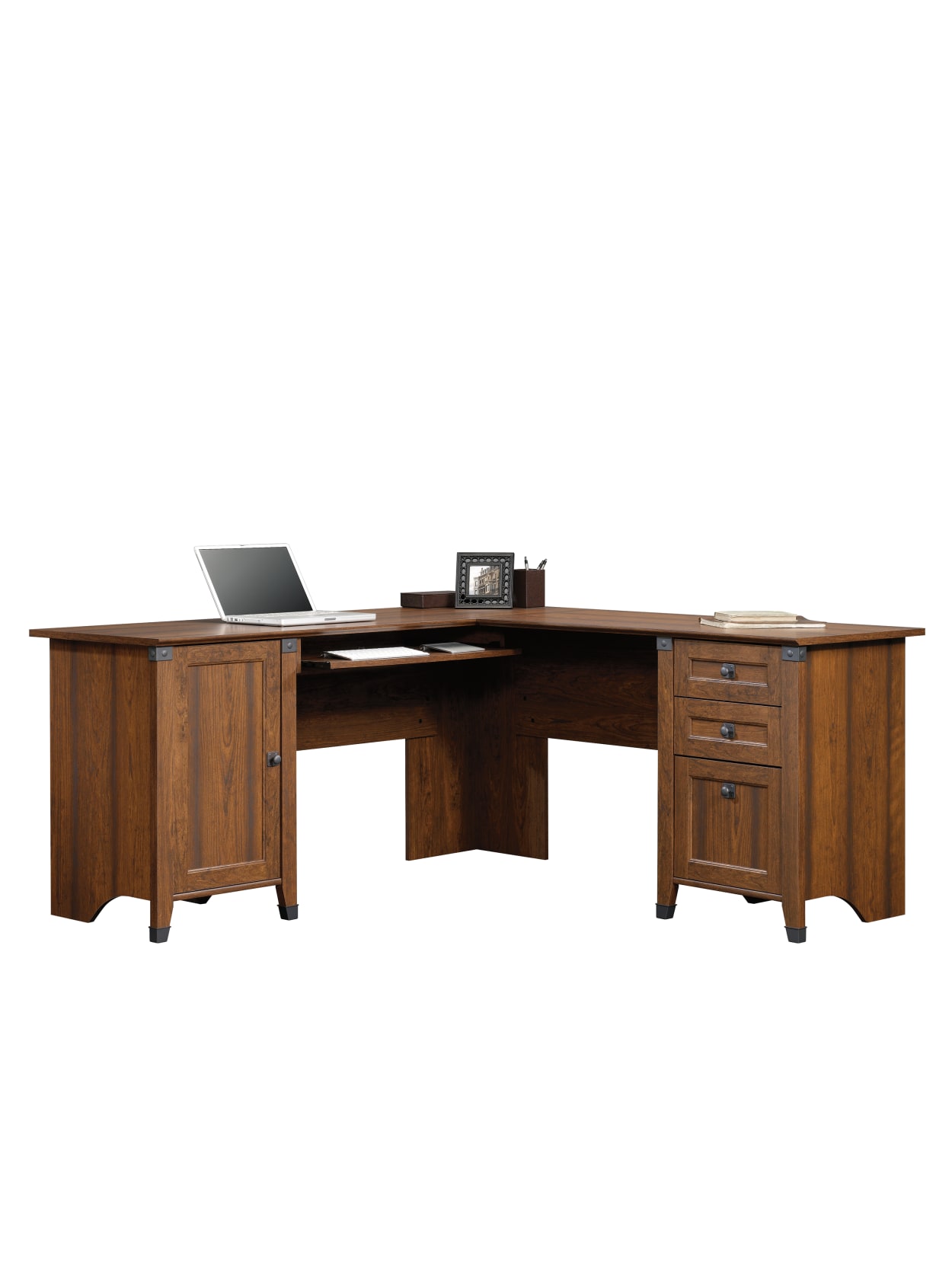Sauder Carson Forge L Shaped Engineered Wood Corner Computer Desk Washington Cherry Office Depot