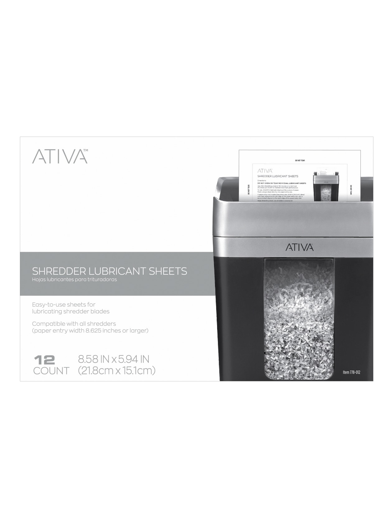 Ativa Shredder Lubricant Sheets Pack Of 12 Sheets Office Depot