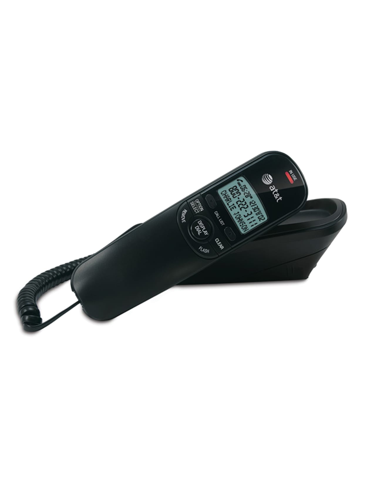 Atandt Tr1909 Corded Trimline Phone With Call Waitingcaller Id Black Office Depot