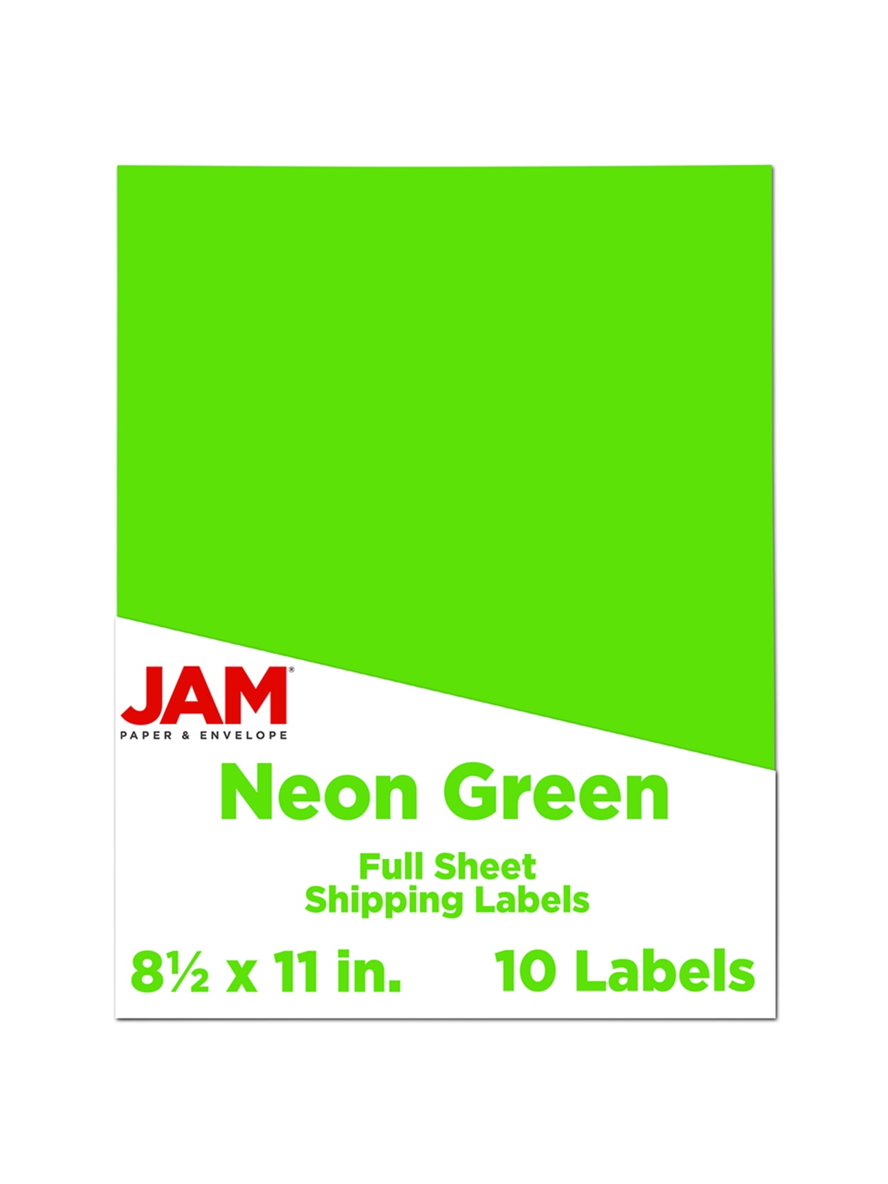 Jam Paper Full Page Mailing And Shipping Labels 337628609 8 12 X 11 Neon Green Pack Of 10 Office Depot