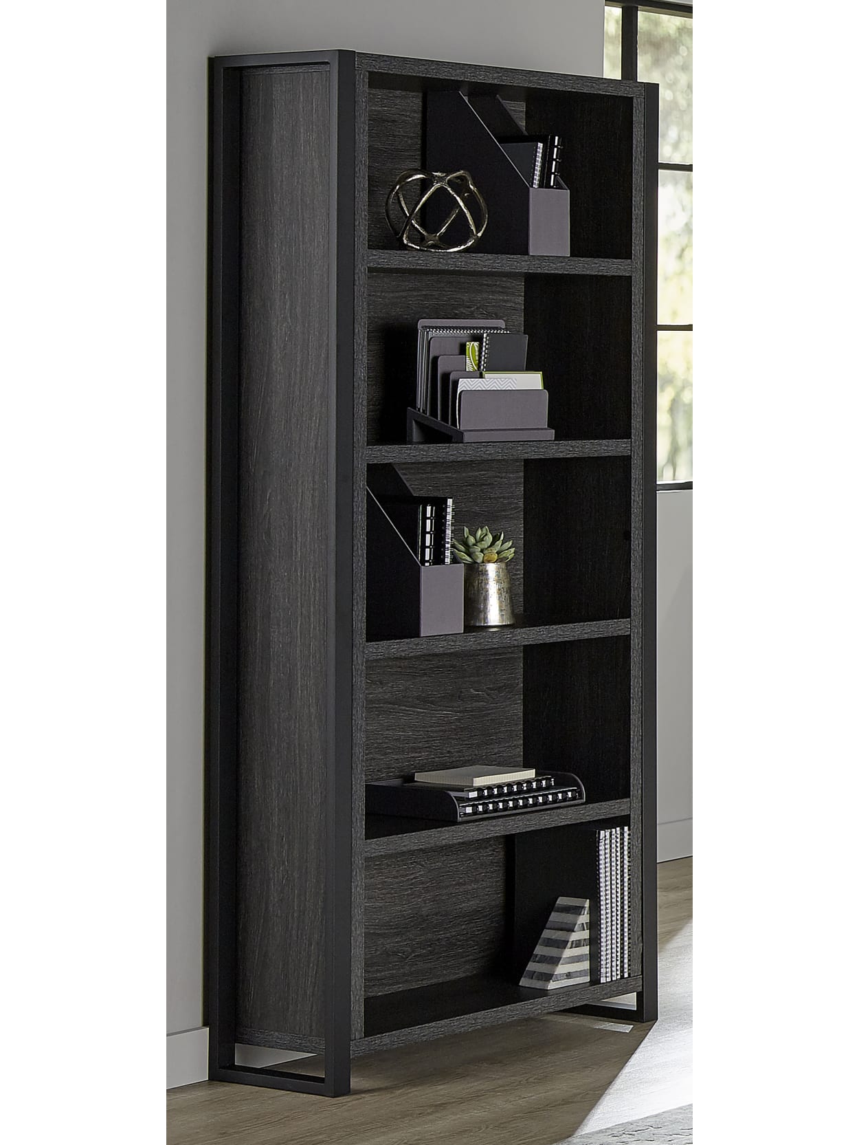 Realspace Dejori 5 Shelf Bookcase Charcoal Office Depot Sit down in that corner behind the bookcase and i'll read to you from one of the old poets, byron, belike. realspace