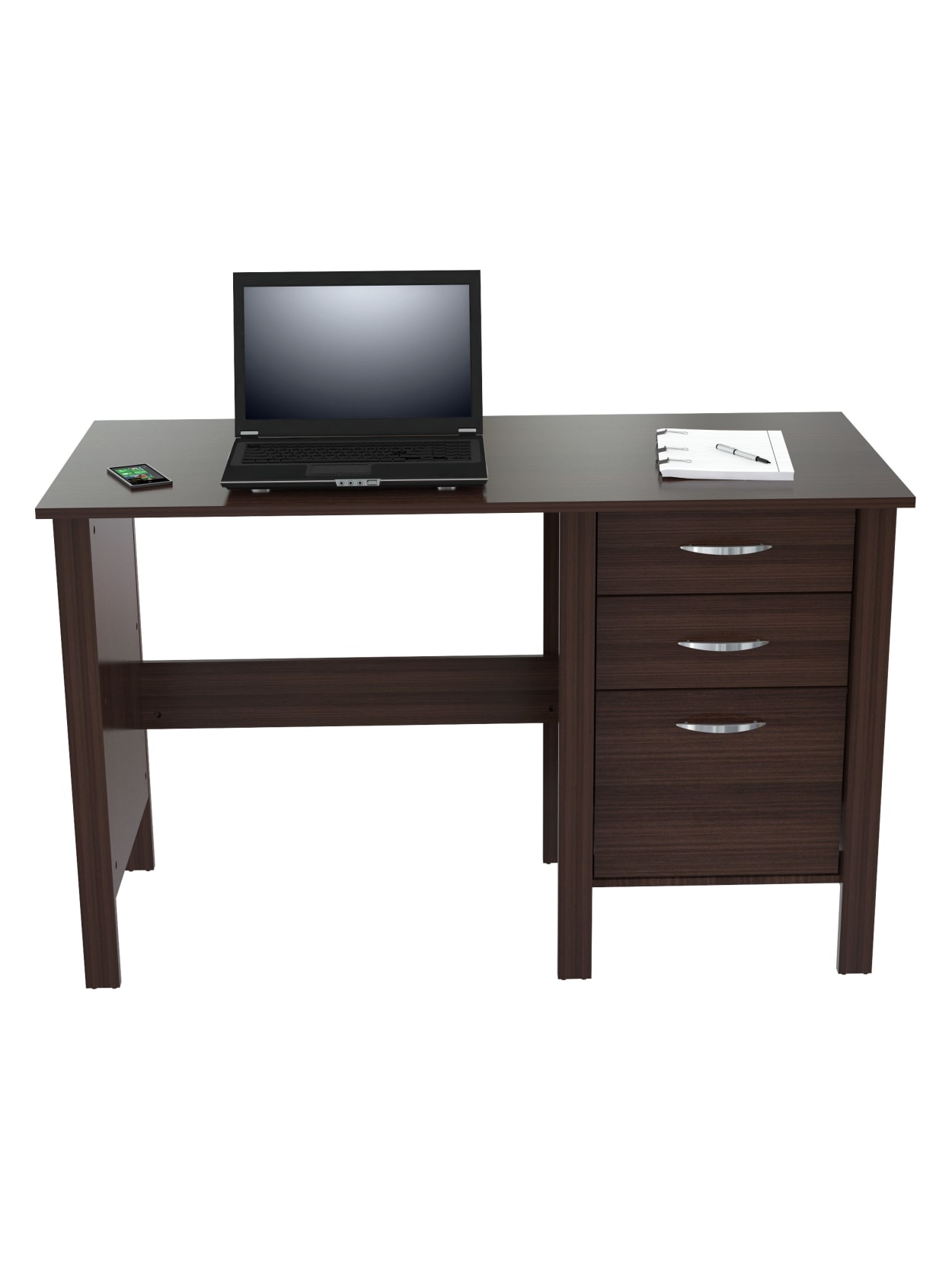 Inval Writing Desk 3 Drawers Espresso Office Depot