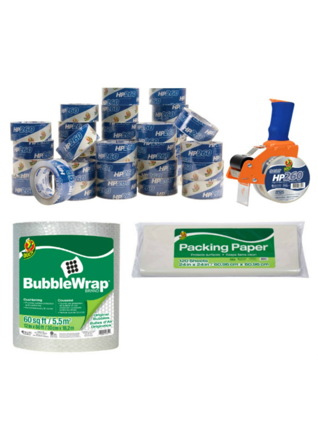 bubble wrap and packing tape