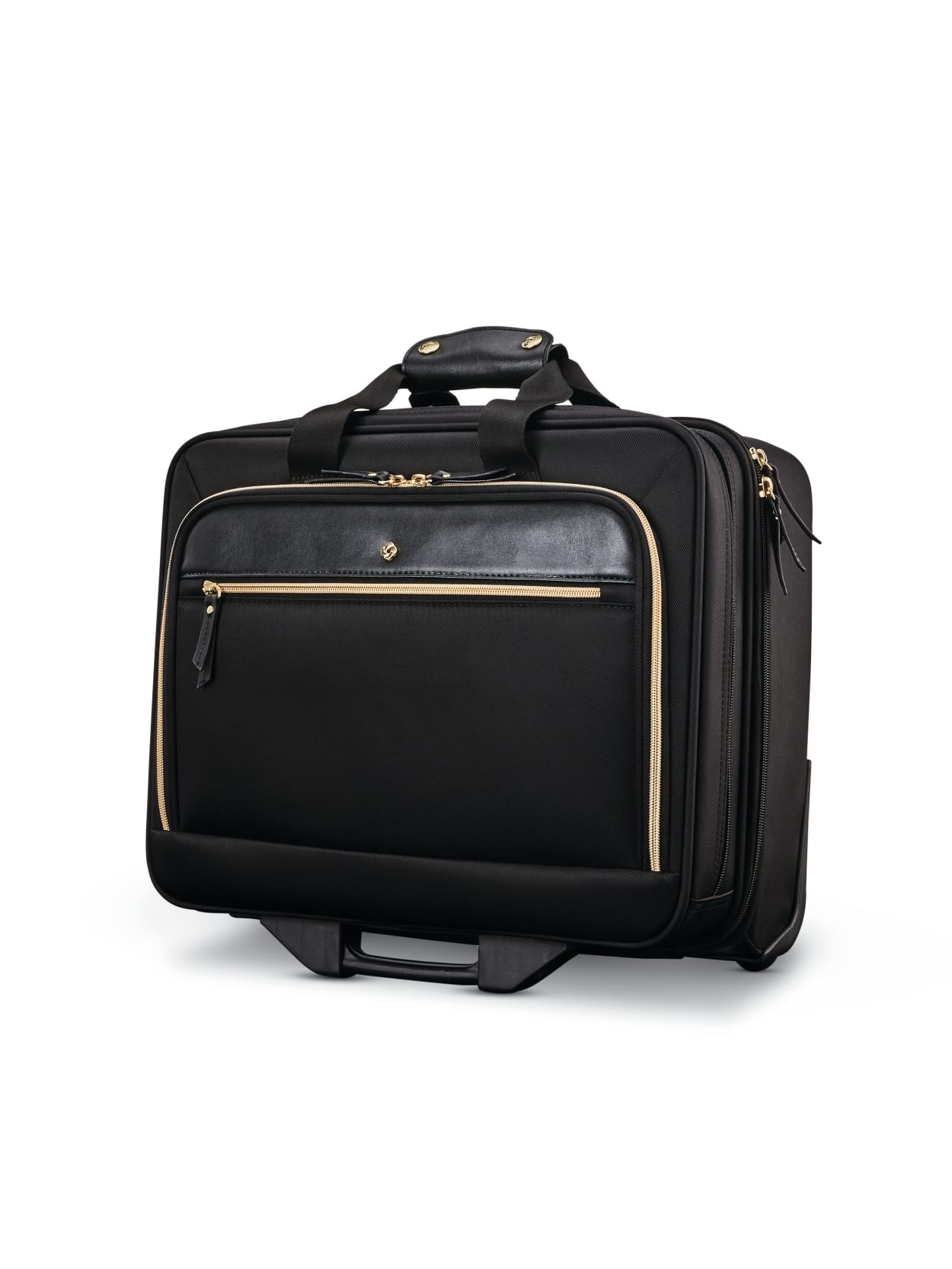 samsonite leather rolling mobile office laptop briefcase