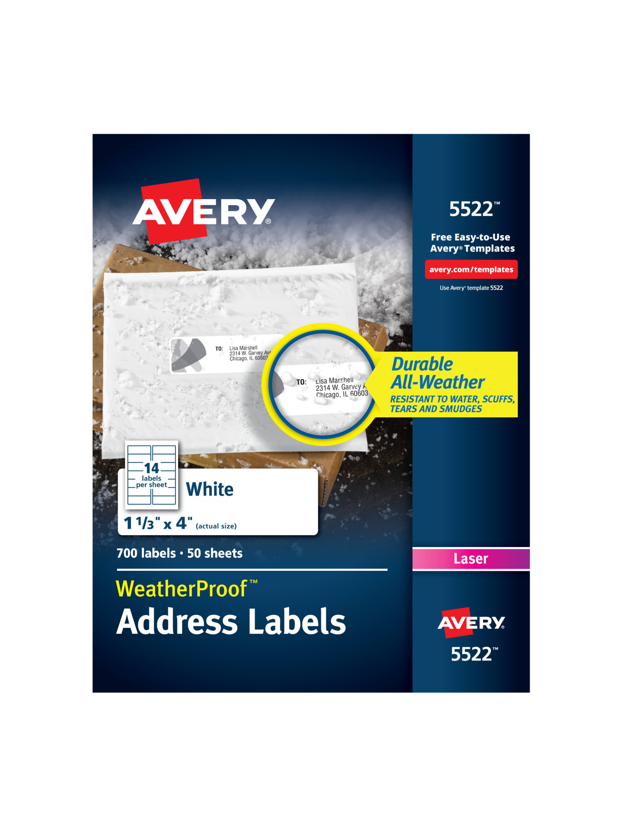 Avery Weatherproof Mailing Labels With Trueblock Technology Ave5522 Permanent Adhesive 1 2164 W X 4 L Rectangle Laser White Polyester 14 Per Sheet Pack Of 700 Office Depot