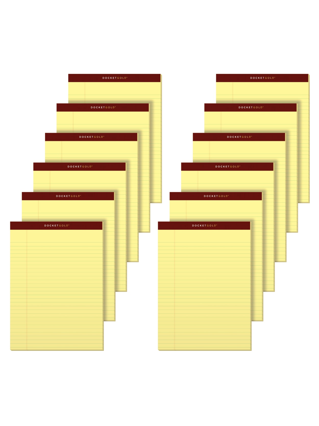 Tops Docket Gold Premium Writing Pads 8 12 X 11 34 Legal Ruled 50 Sheets Canary Pack Of 12 Pads Office Depot