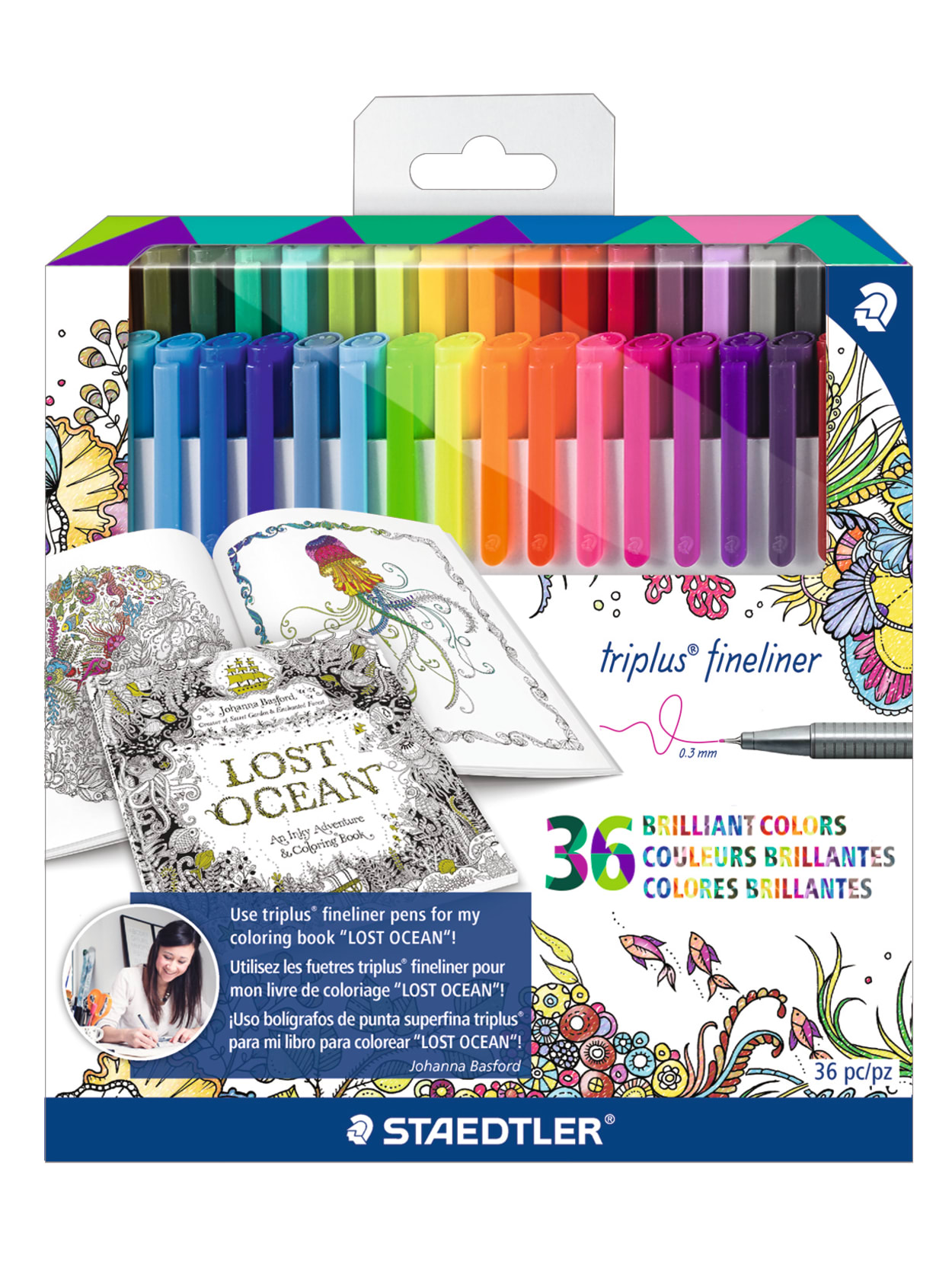 Download Staedtler Johanna Basford Tri Plus Fineliner Markers 0 3 Mm Assorted Colors Pack Of 36 Office Depot