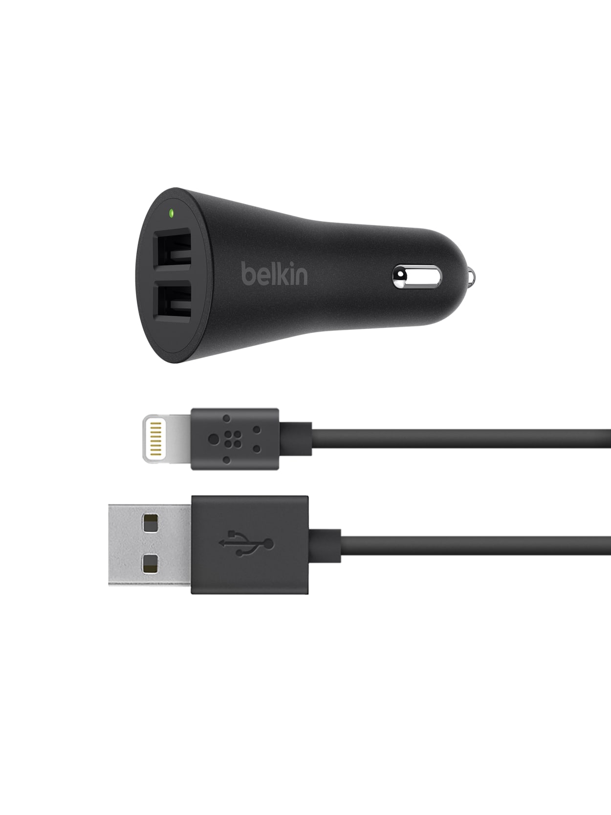 Belkin Mixit 2 Port Car Charger With Lightning Cable Black