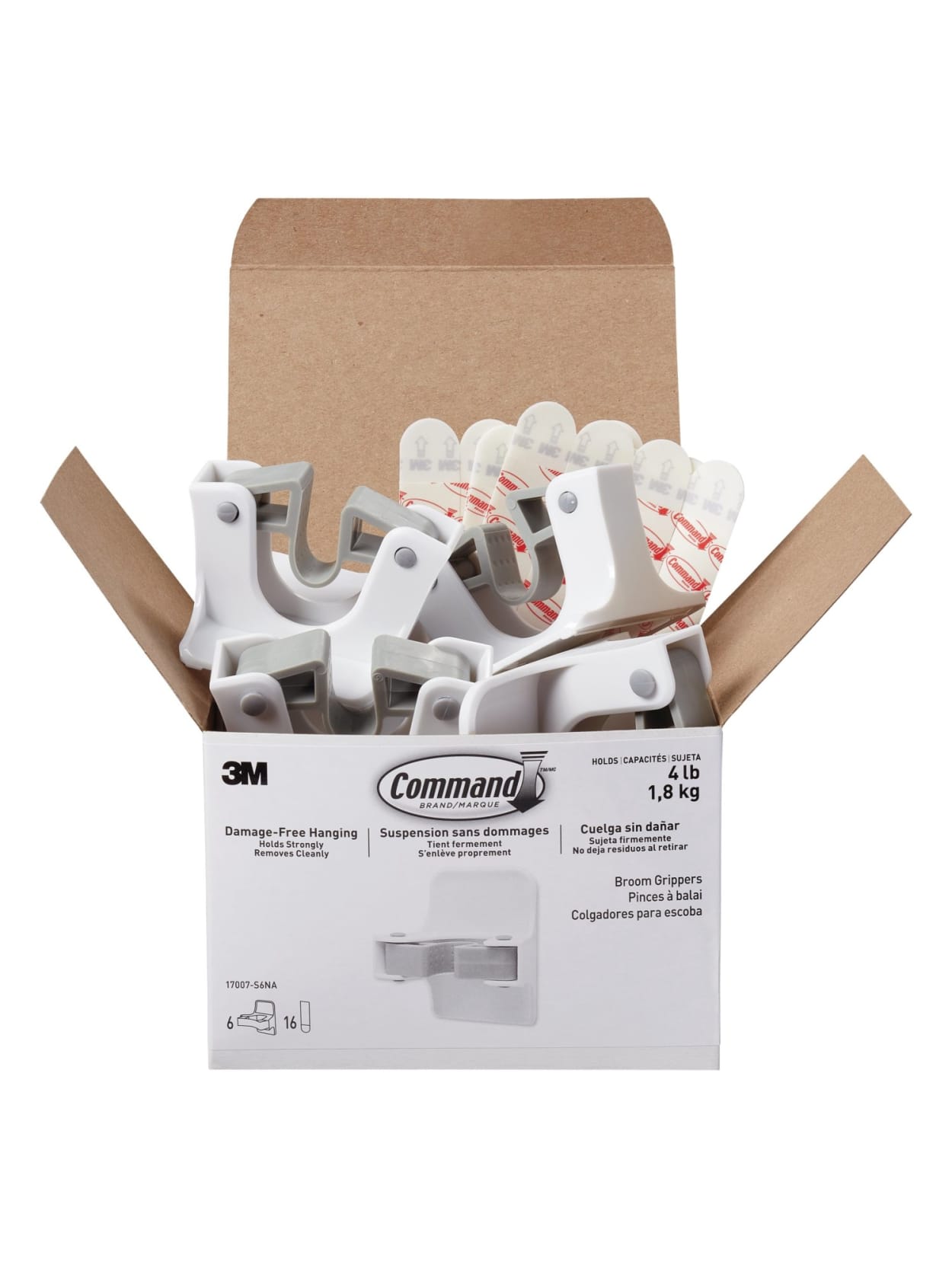 Command Broom And Mop Grippers 3 38 H X 3 18 W X 2 716 D Graywhite Pack Of 6 Office Depot