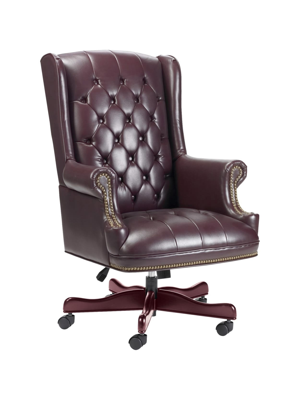 Lorell Berkeley Traditional Tufted High Back Chair Burgundymahogany Office Depot