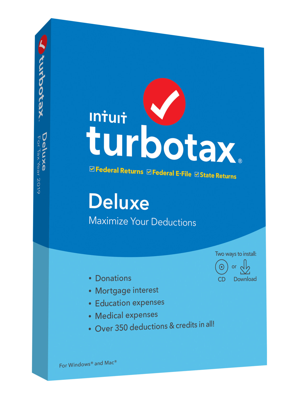 Turbotax 2019 Deluxe Fed E File State Office Depot