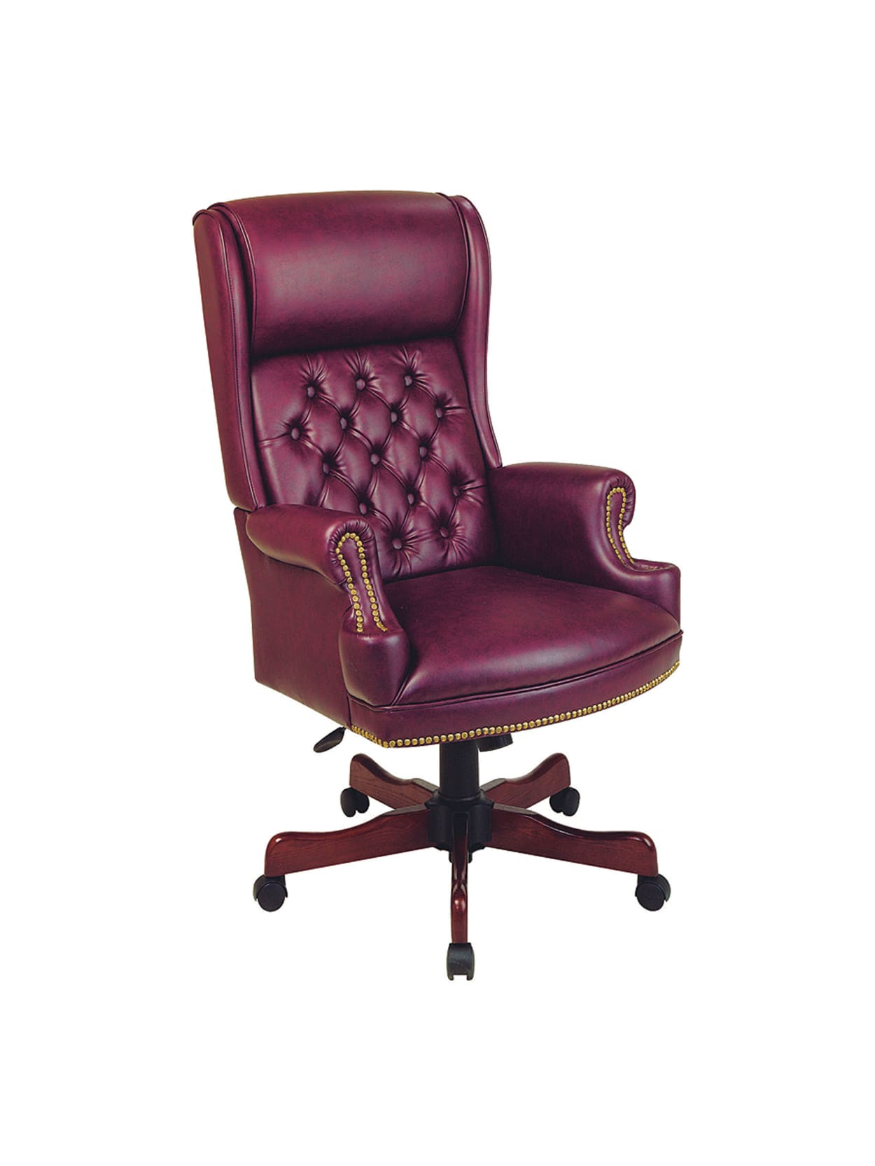 Office Star Traditional High Back Chair With Built In Headrest Oxblood Burgundymahogany Office Depot