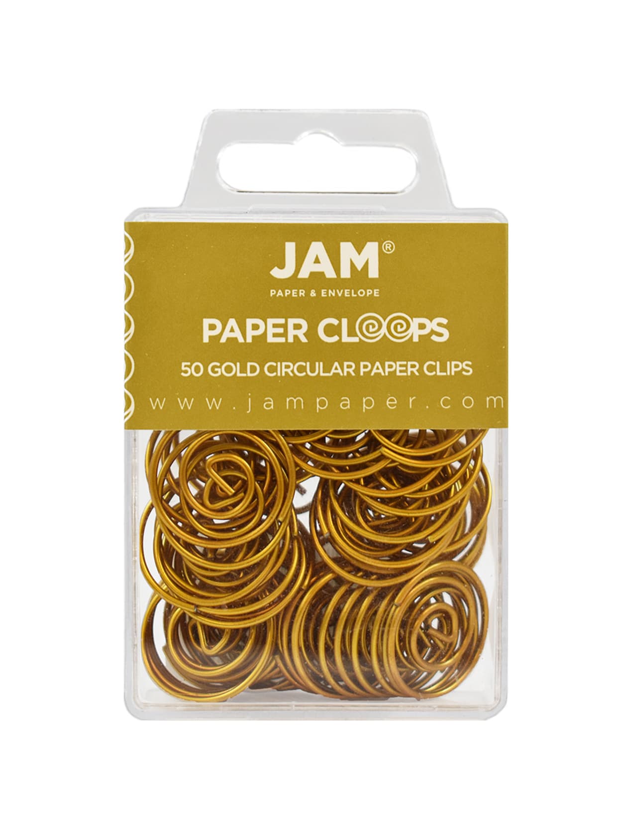 JAM Paper Circular Clips 1 Gold 50PK 