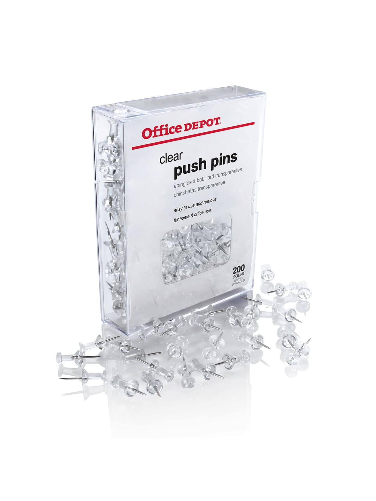 Office Depot Brand Pushpins Round 12 Clear Pack Of 200 Office Depot