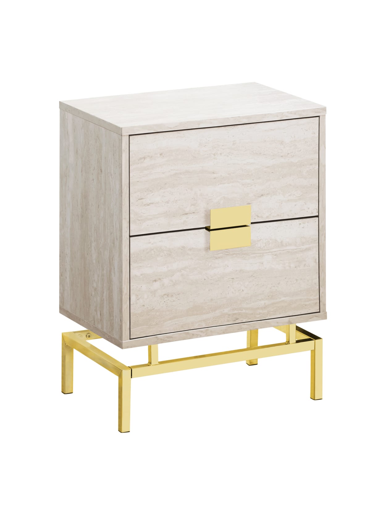 Monarch Specialties Retro 2 Drawer Accent Table Rectangular Beige