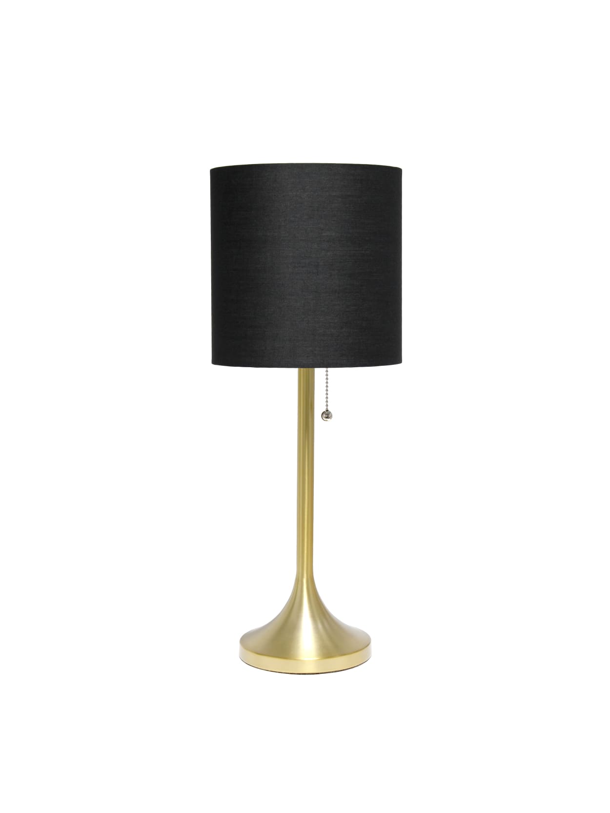 Simple Designs Tapered Table Lamp 21 H, Gold Base Lamp With Black Shade