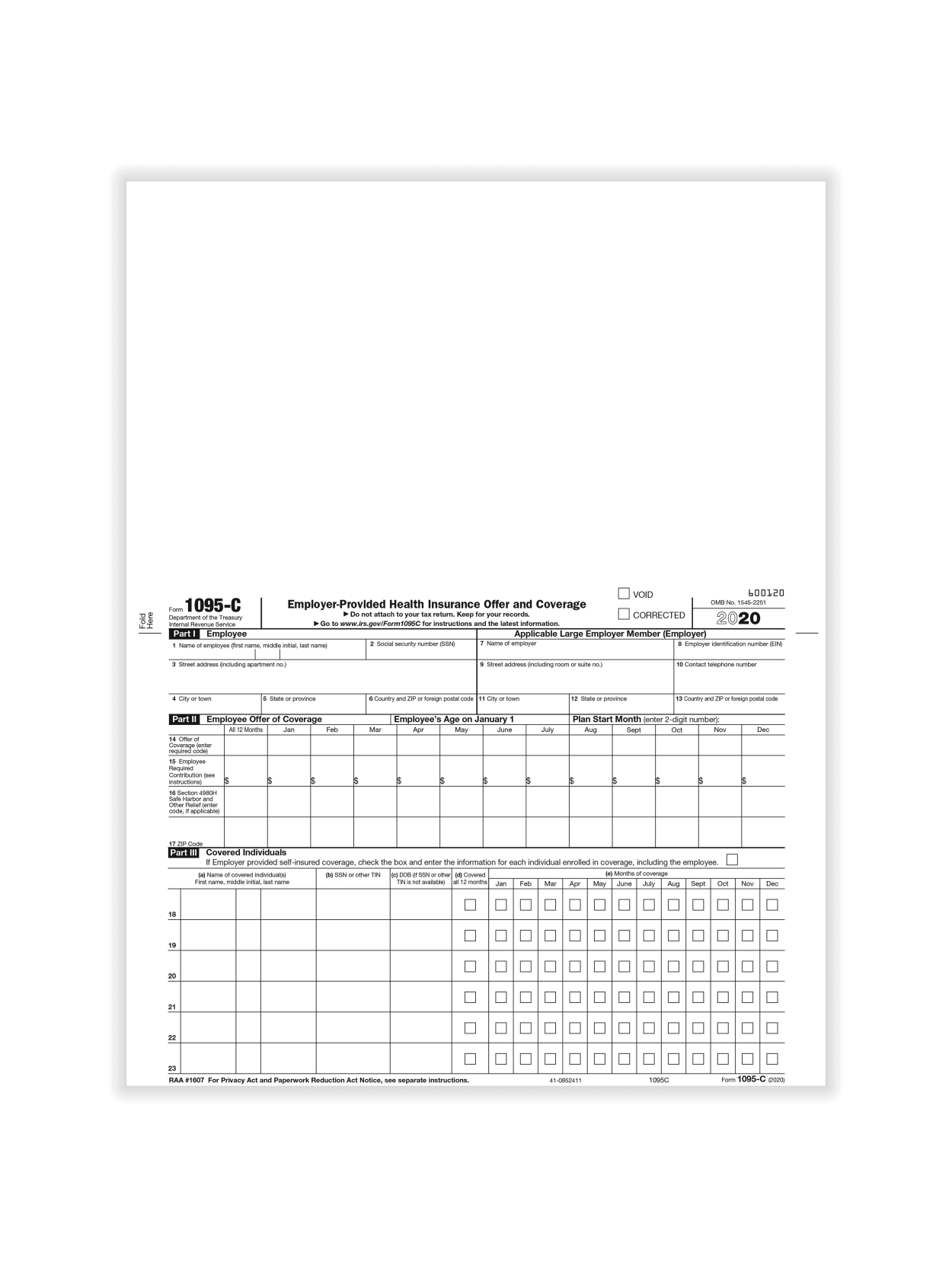 1095 C Forms Employeeemployer Copy 50pk Office Depot