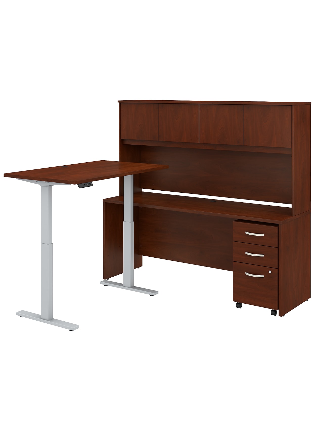 Bush Business Furniture Studio C 72 W X 24 D L Shaped Desk With Hutch 48 W Height Adjustable Return And Storage Hansen Cherry Premium Installation Office Depot