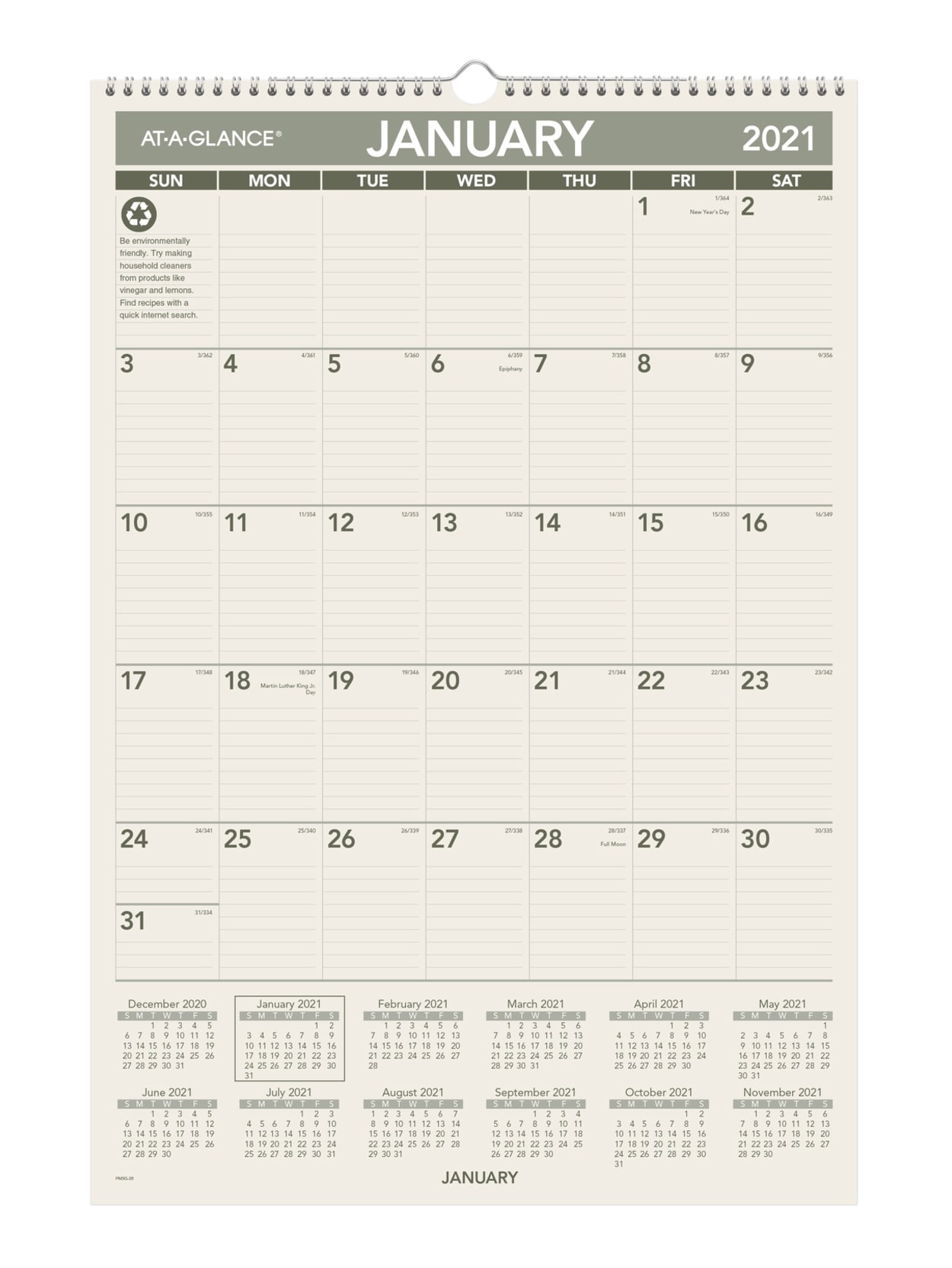 At-A-Glance Monthly Wall Calendar with Ruled Daily Blocks 15 1//2 x 22