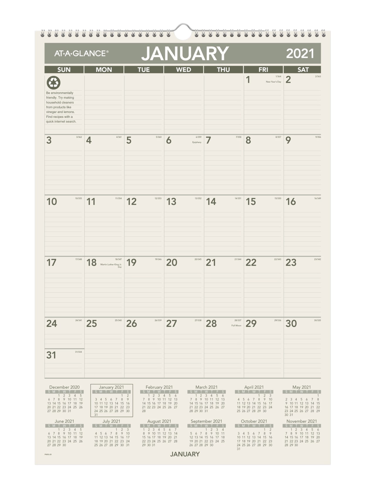 AtAGlance Monthly Wall Calendar with Ruled Daily Blocks 15 1//2 x 22