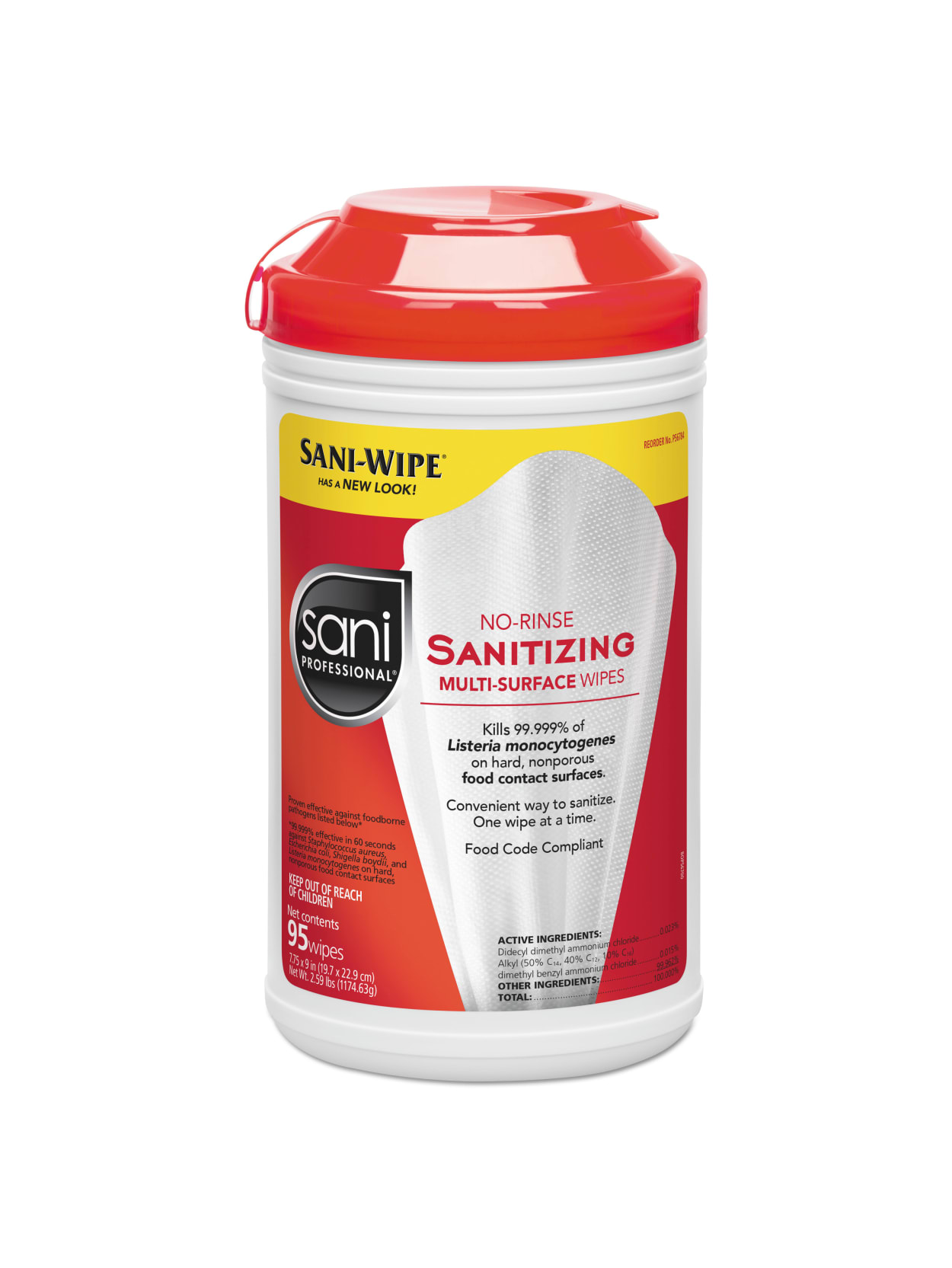 Sani Professional Table Turners No Rinse Sanitizing Wipes 18 Oz 95 Wipes Per Canister Pack Of 6 Canisters Office Depot