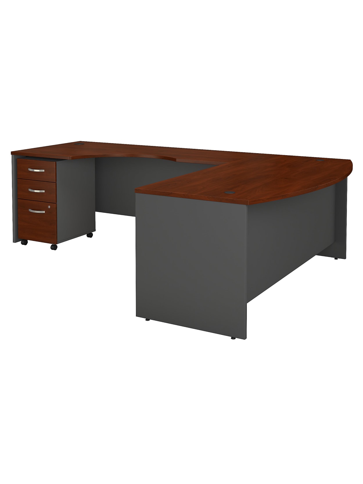 Bush Business Furniture Components 72w Bow Front L Shaped Desk With 72w Left Handed Return And 3 Drawer Mobile File Cabinet Hansen Cherry Standard Delivery Office Depot