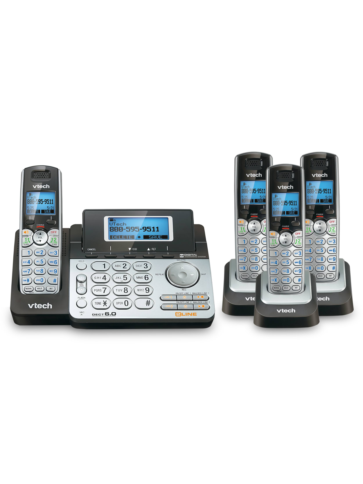Vtech Ds6151 2 Line 4 Handset Dect 6 0 Expandable Cordless Phone