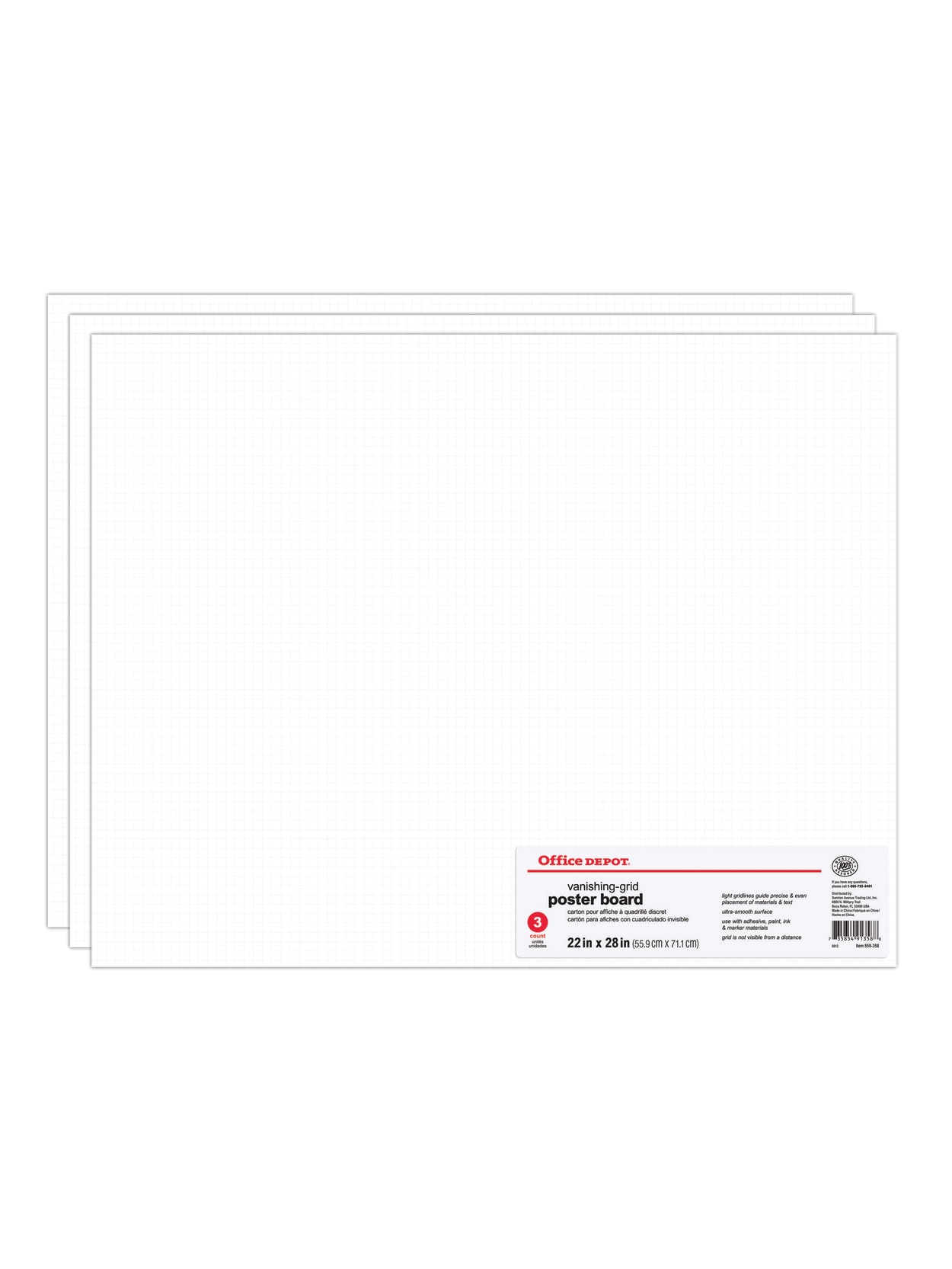 Office Depot Brand Vanishing Grid Poster Board 22 X 28 White Pack Of 3 Office Depot