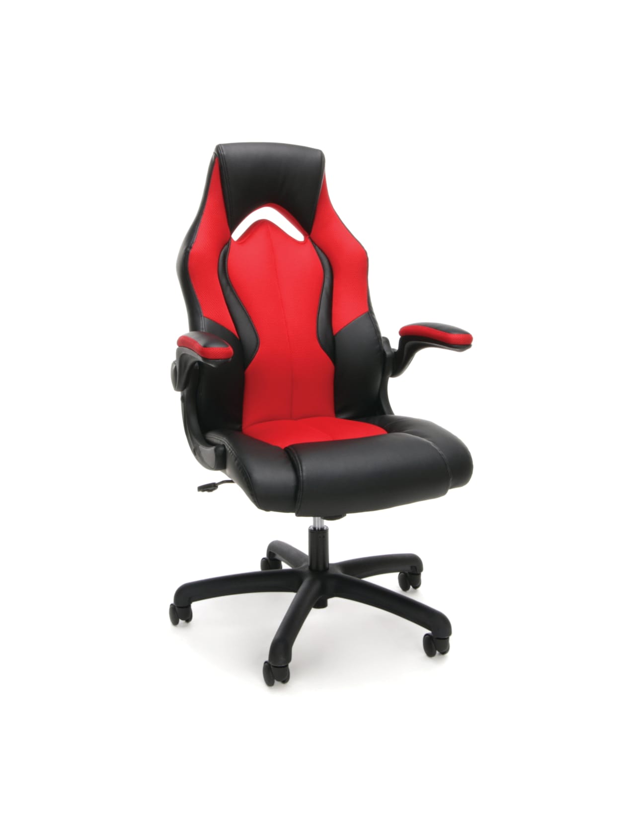 Ofm Essentials Racing Style Bonded Leather High Back Gaming Chair Redblack Office Depot