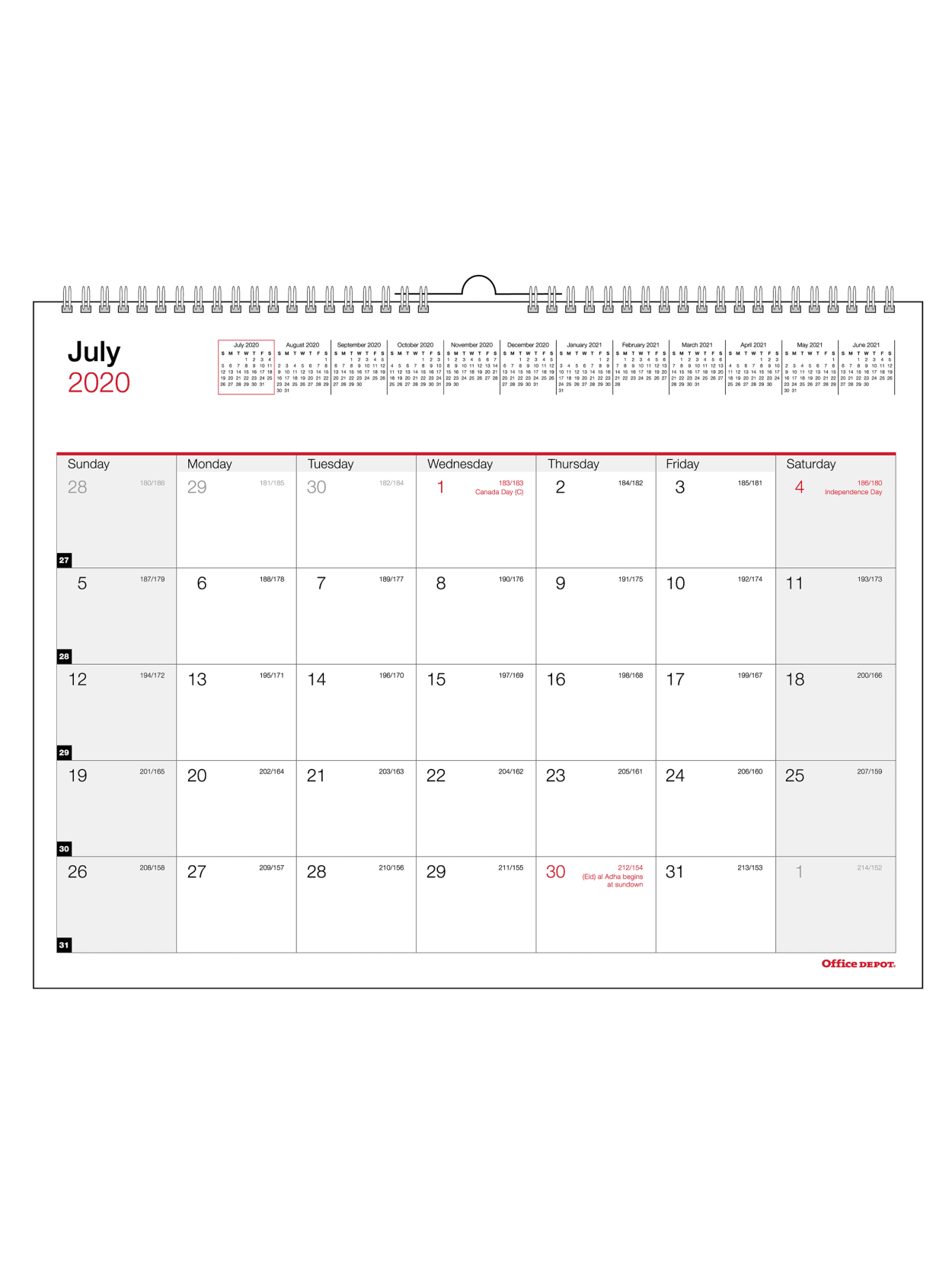 Office Depot Monthly Academic Desk Calendar 8 12 X 11 30percent Recycled July 2020 To June 2021 Office Depot