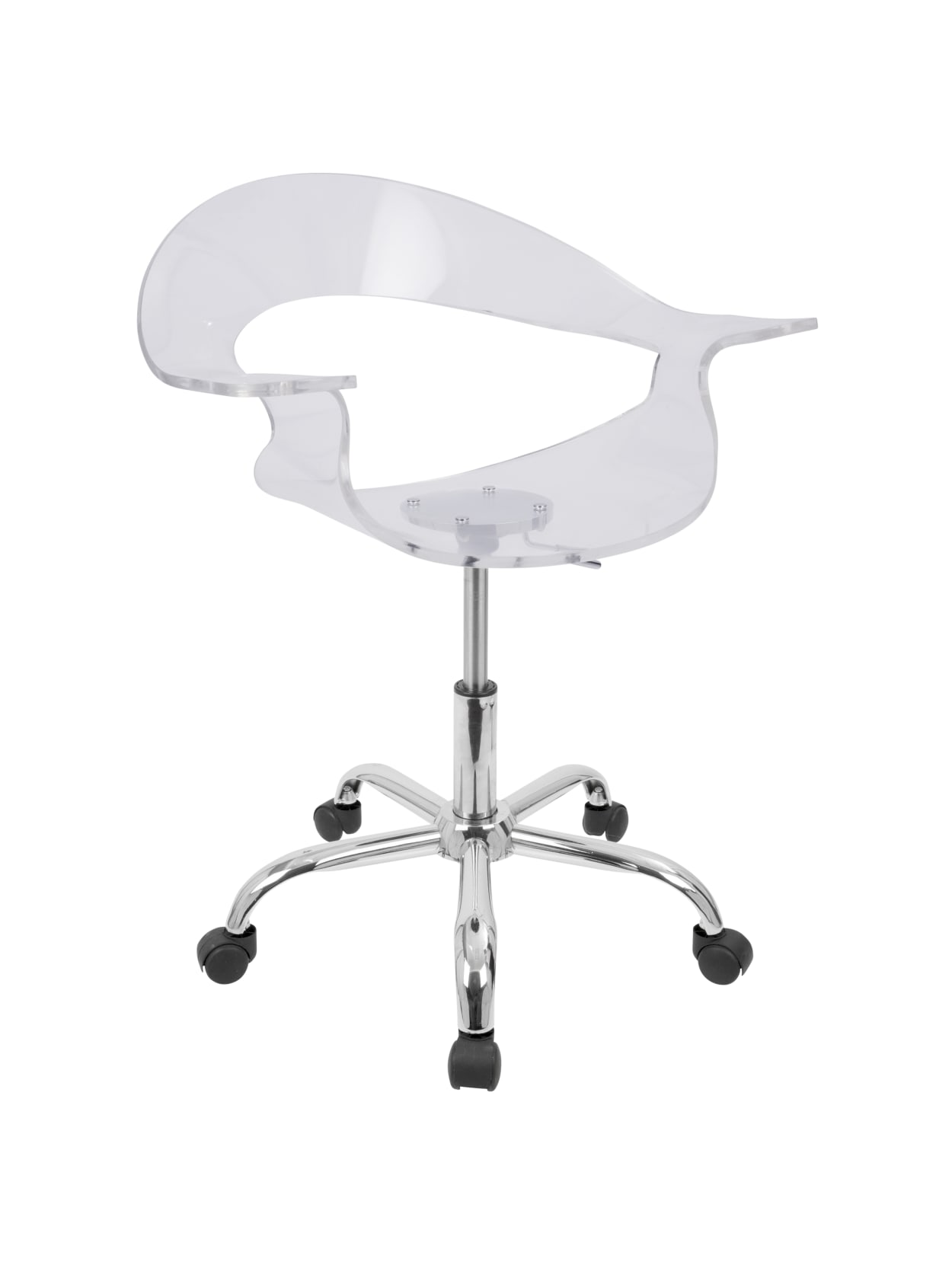 Featured image of post Clear Acrylic Desk Chair With Wheels / An adjustable desk chair without wheels, as you would expect, will normally cost more than a stationary one.