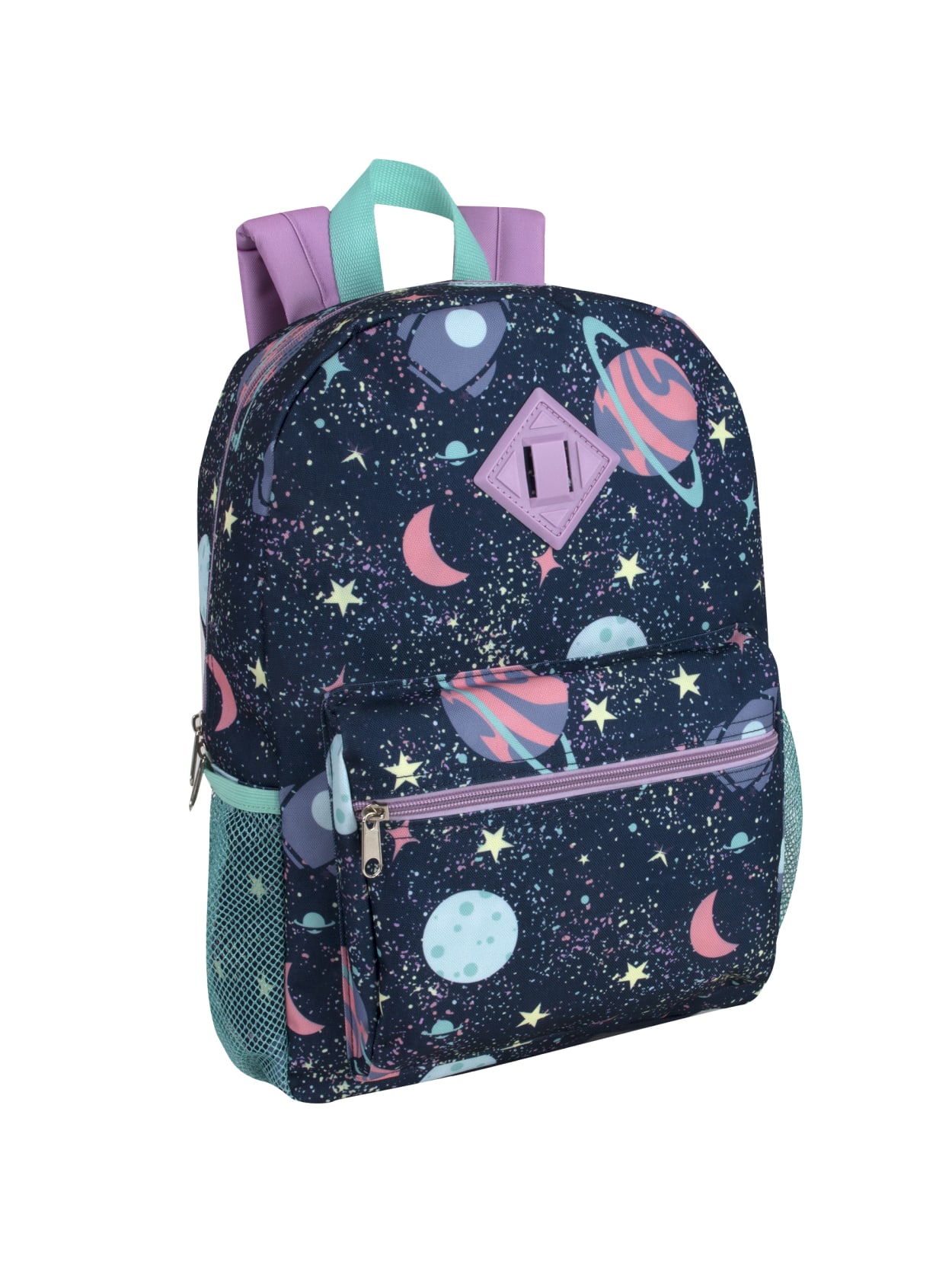 navy and pink backpack