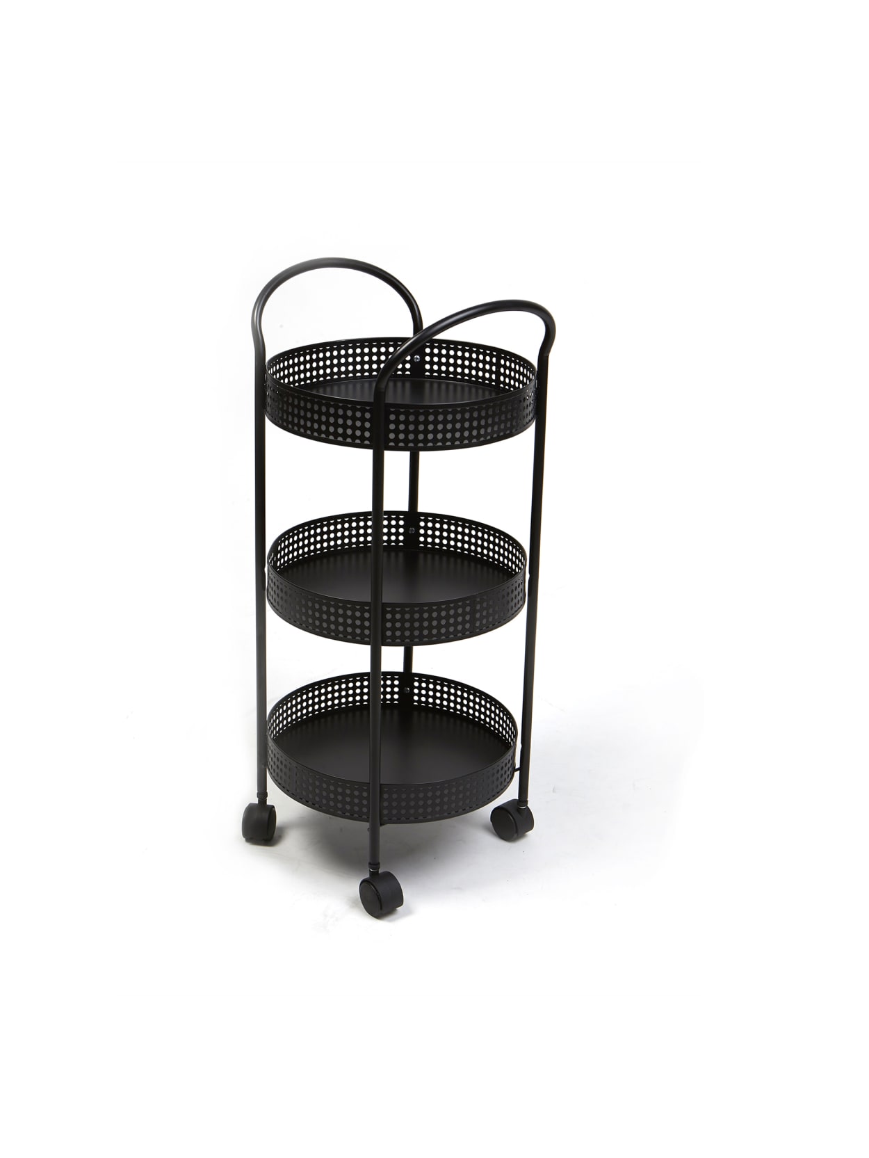 Mind Reader Round 3 Tier Metal Kitchen Trolley Black Office