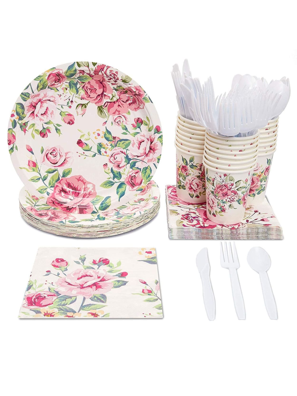 floral paper plates and napkins