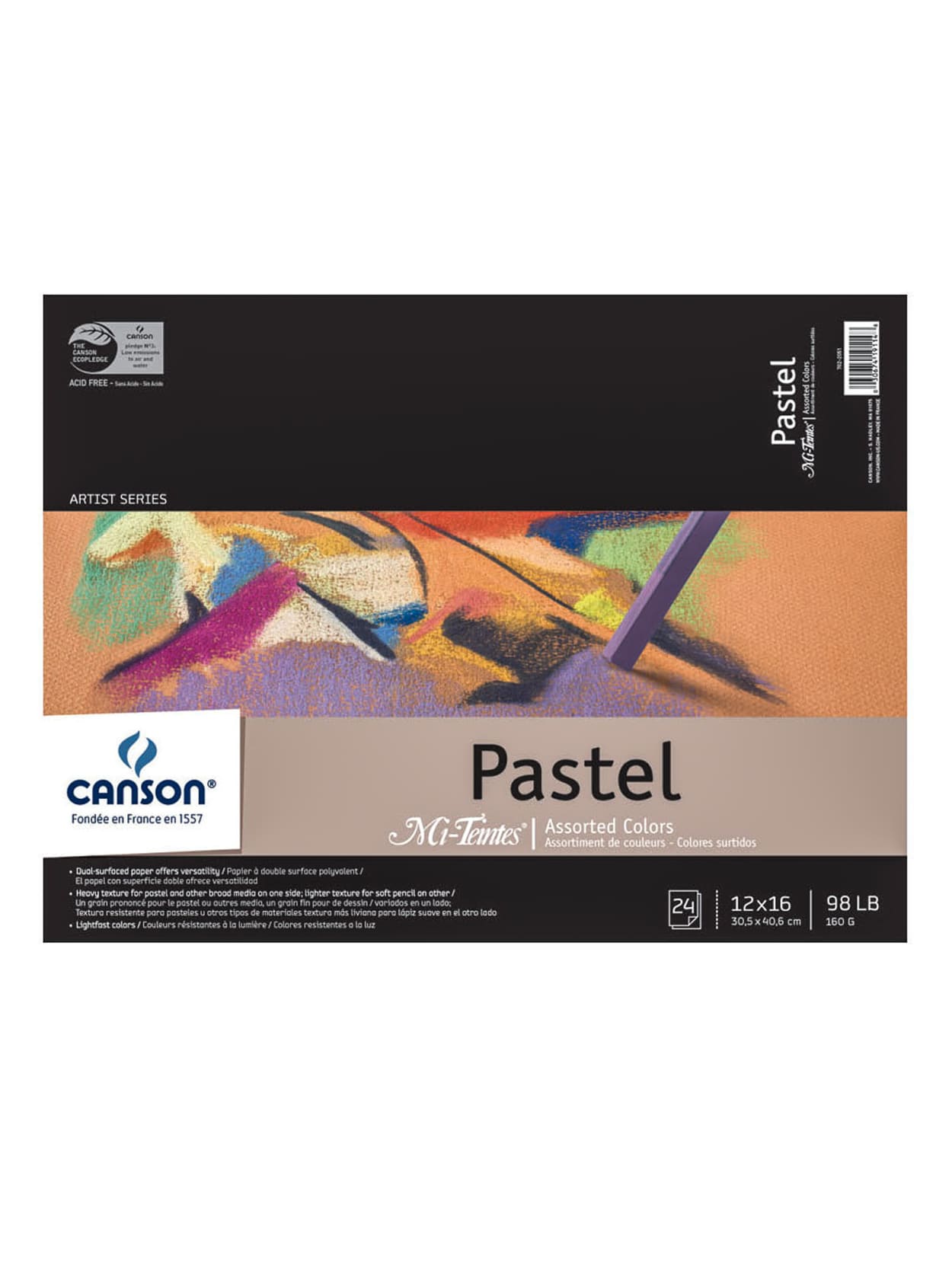 Assorted Colors 12/"X16/" Canson Mi-Teintes Pastel Pad