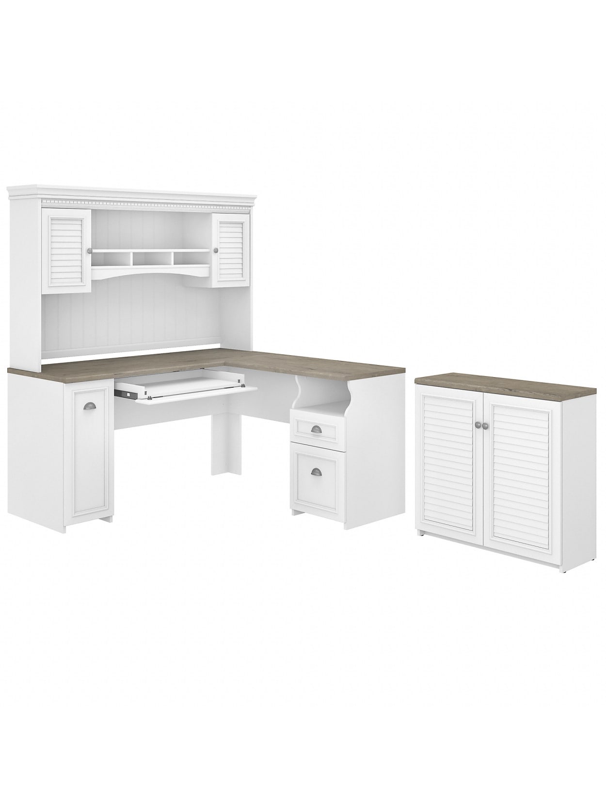 Bush Fairview L Deskhutchcabinet Gywt Sd Office Depot