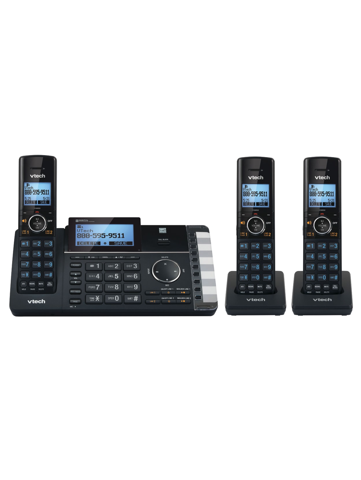 Vtech Ds6251 3 Dect 6 0 Expandable 2 Line Cordless Phone With