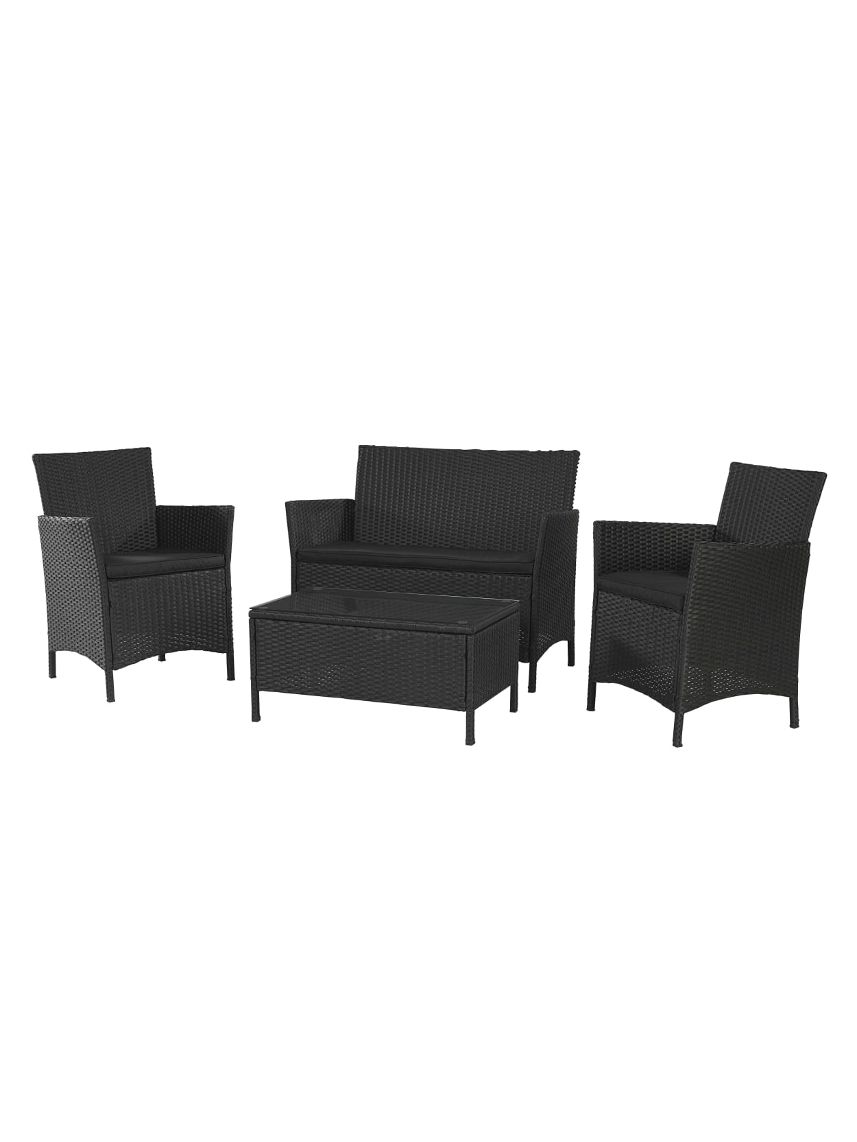 black wicker outdoor furniture on Cosco Jamaica 4 Piece Wicker Conversation Set Black Office Depot