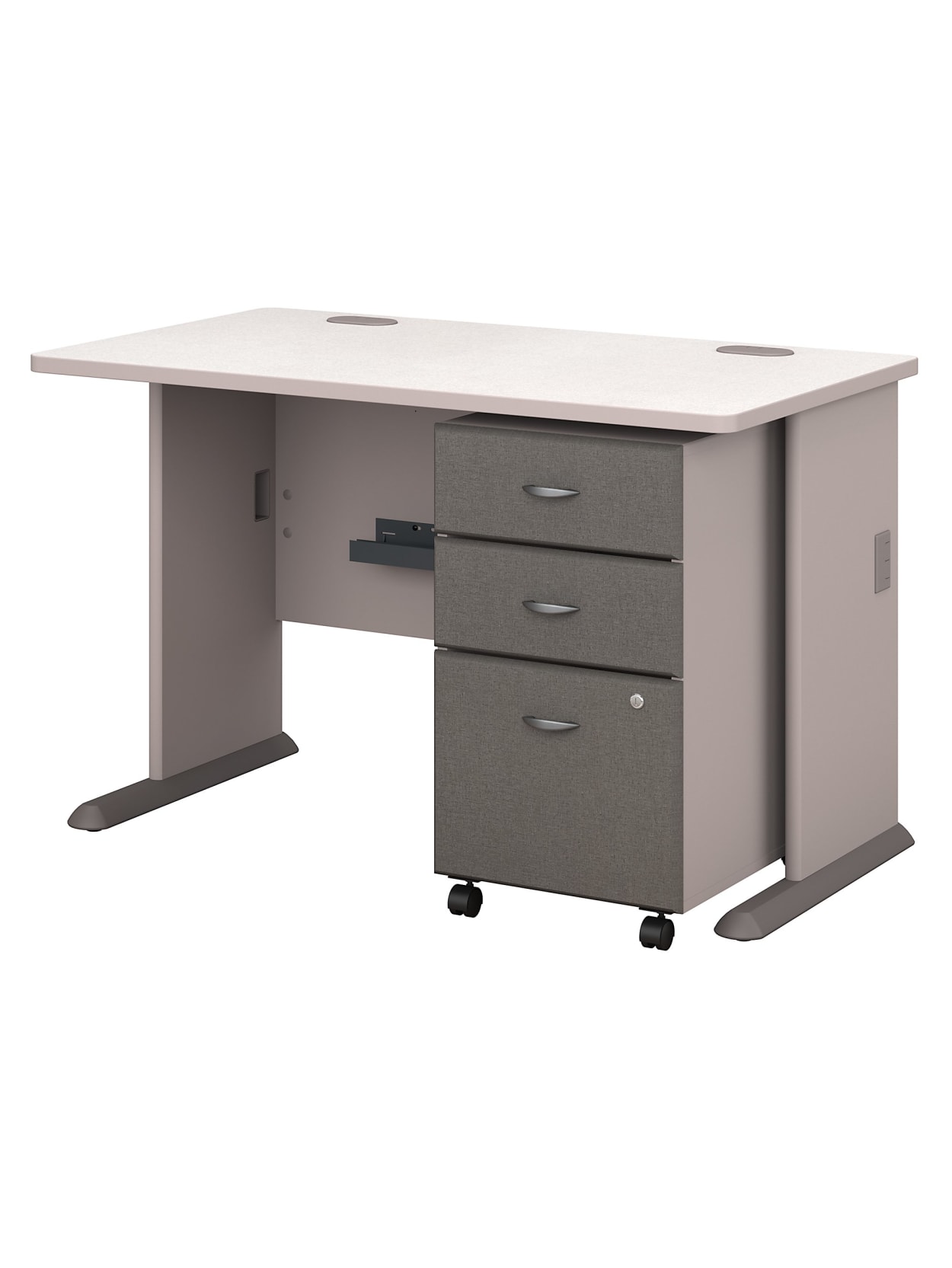 Bush Business Furniture Office Advantage 48 W Desk With Mobile File Cabinet Pewterwhite Spectrum Standard Delivery Office Depot