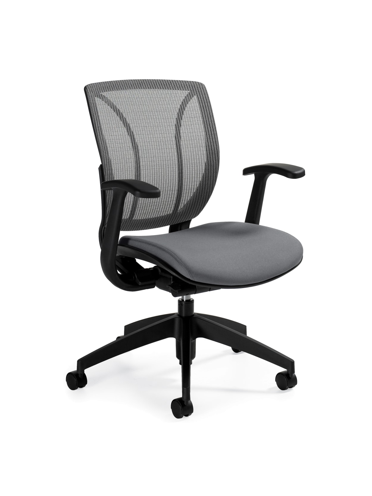 Global Roma Fabric Posture Task Chair With Mesh Back 38 H X 25 12 W X 23 12 D Winter Gray Office Depot