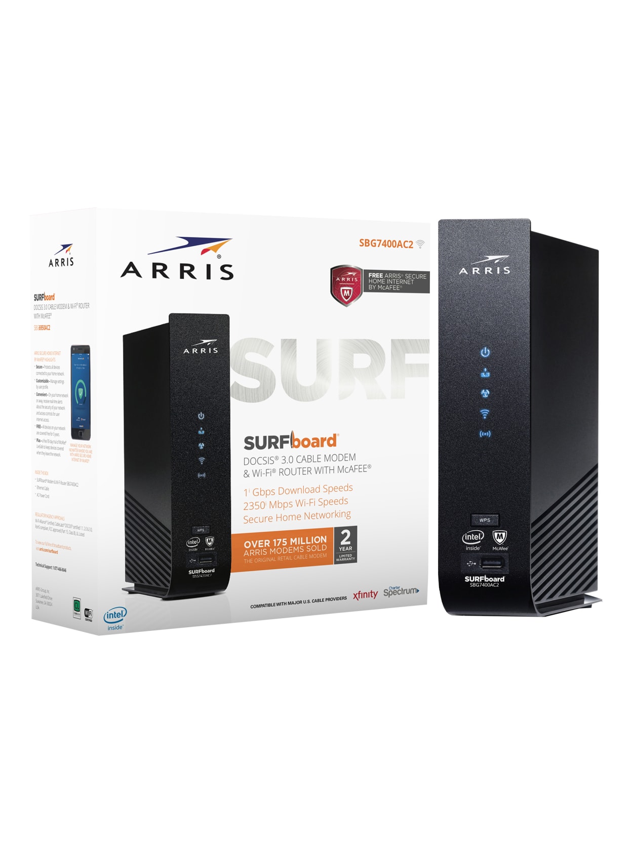 Docsis Modem : Arris Surfboard Sbg7400ac2 Docsis 3 0 Cable Modem Ac2350 Dual Band Wi Fi Router Fire Tv Stick 4k Streaming Device With Alexa Built In Includes Alexa Voice Remote Latest Release Dolby Vision Modem