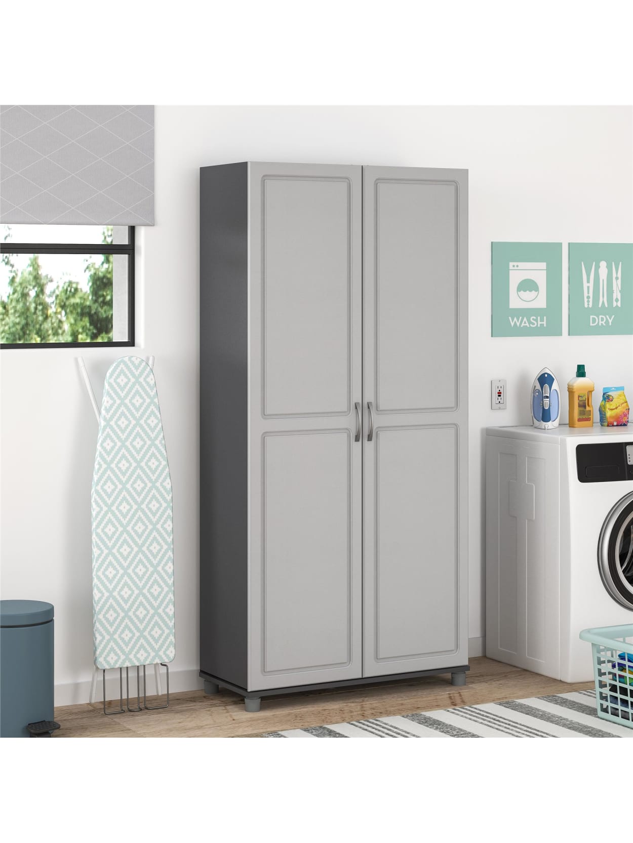 Ameriwood Home Kendall 36 Utility Storage Cabinet 5 Shelves Gray