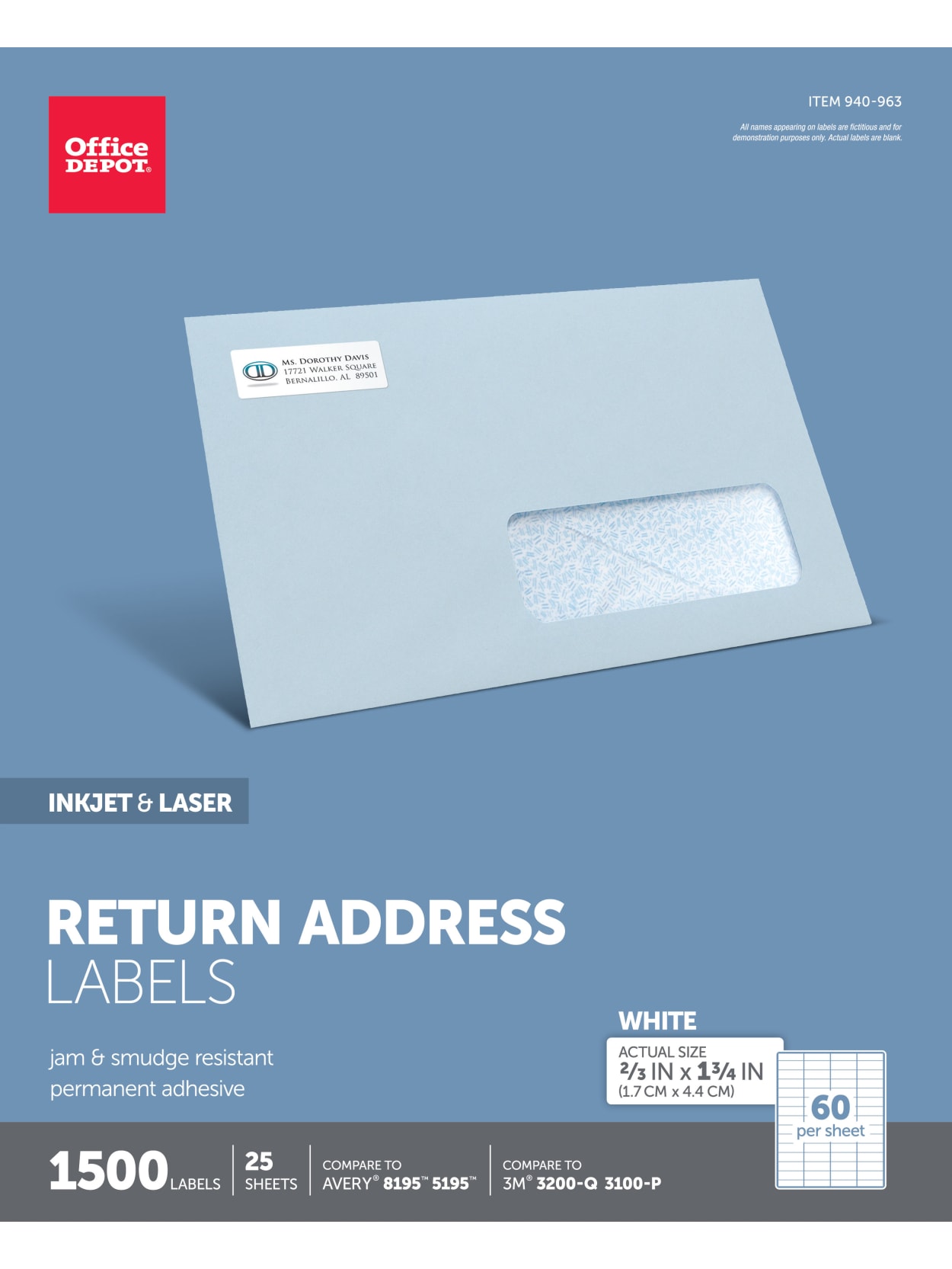 Office Depot Brand Inkjetlaser Return Address Labels White 23 X 1 34 Pack Of 1500 Office Depot