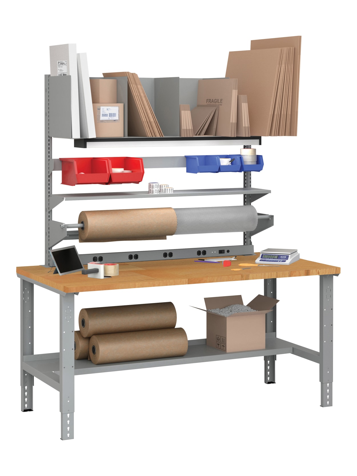 tennsco cantilever packing table 83 716 h x 72 w x 30 d oak office depot