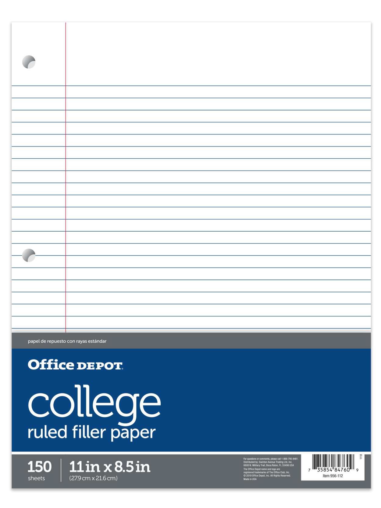 Office Depot Brand Notebook Filler Paper College Ruled 8 12 X 11 3 Hole Punched White Pack Of 150 Sheets Office Depot