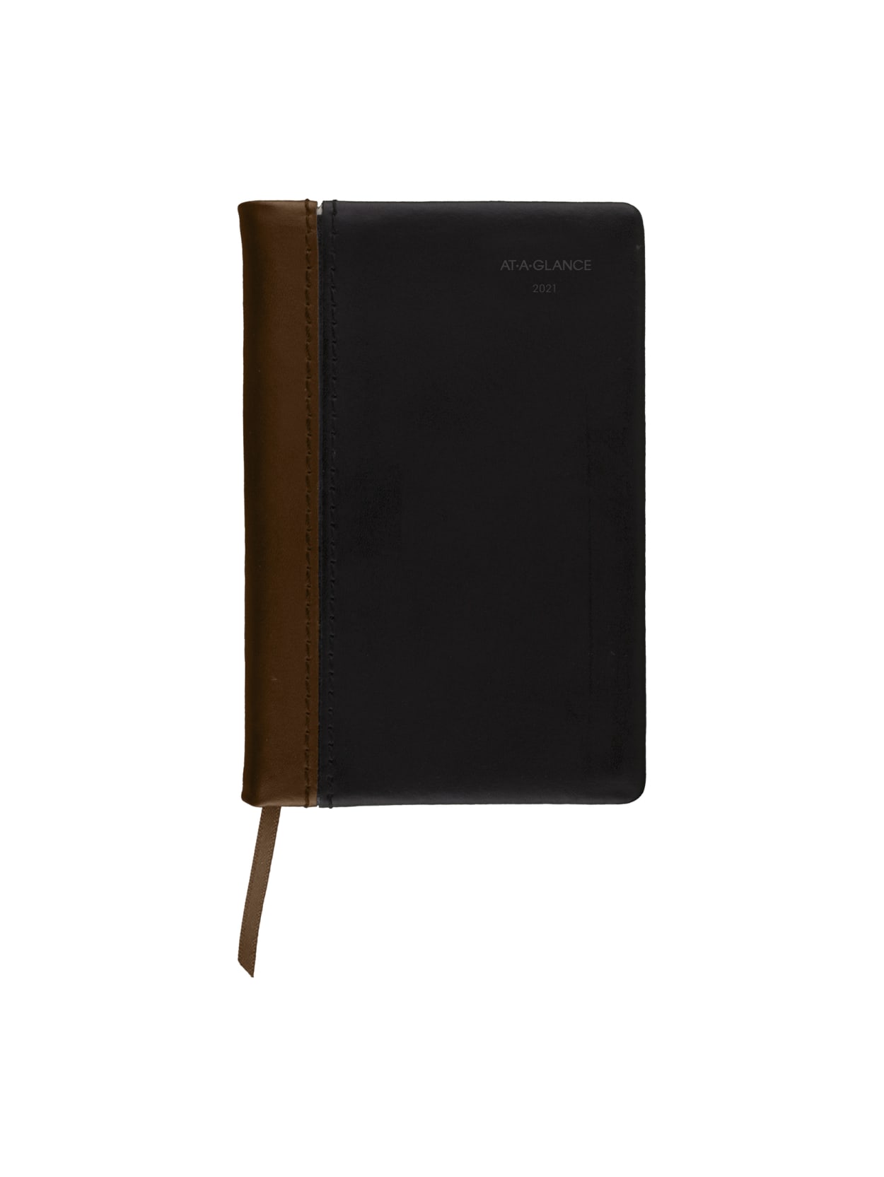 AT-A-GLANCE® Fine Diary Weekly/Monthly Diary, 2-3/4" x 4-1/4", Black/Brown, January to December 2021, 740105