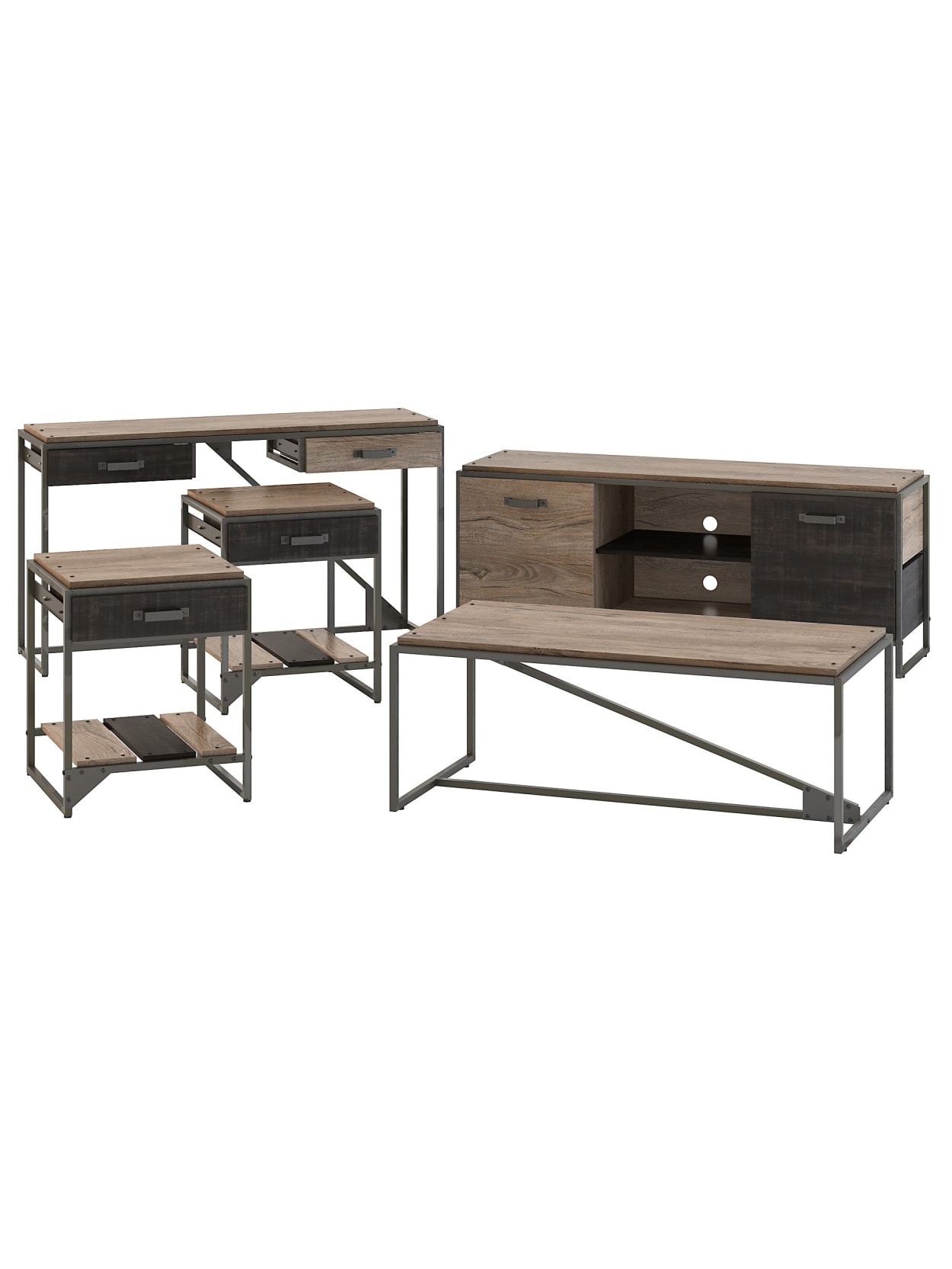 Bush Furniture Refinery Tv Stand Set Gray Office Depot