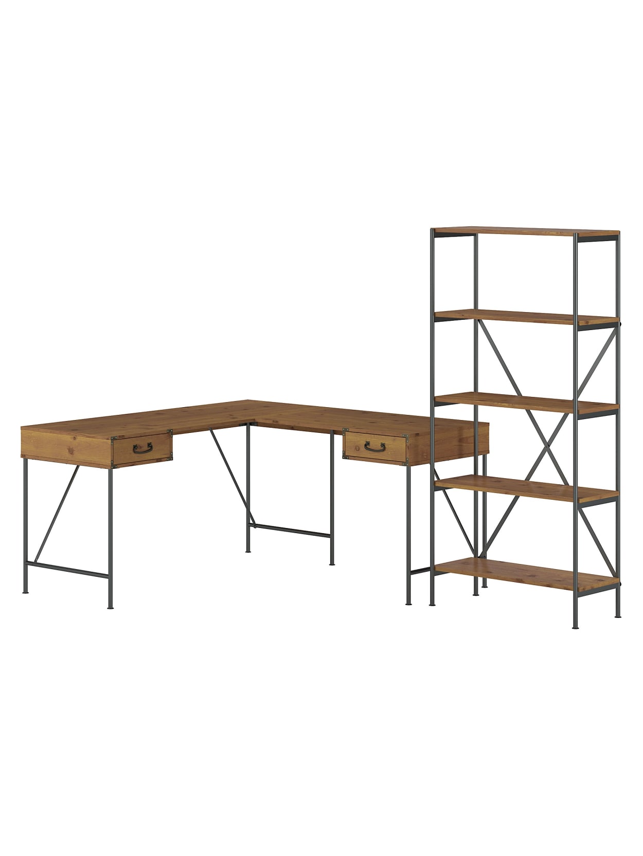 Kathy Ireland Ironworks Deskbookcase Pine Office Depot